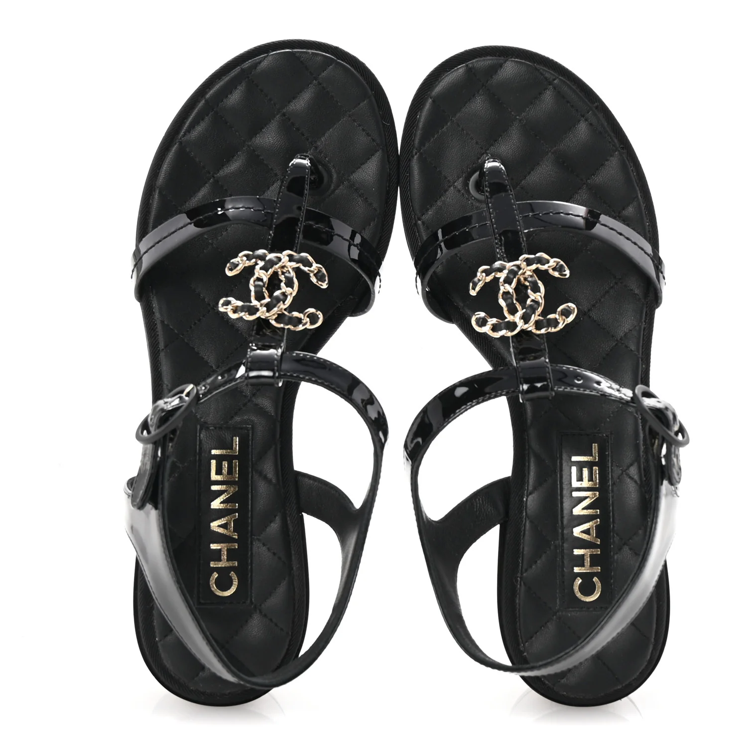 Patent CC Logo Thong Sandals 37 Black - Image 2