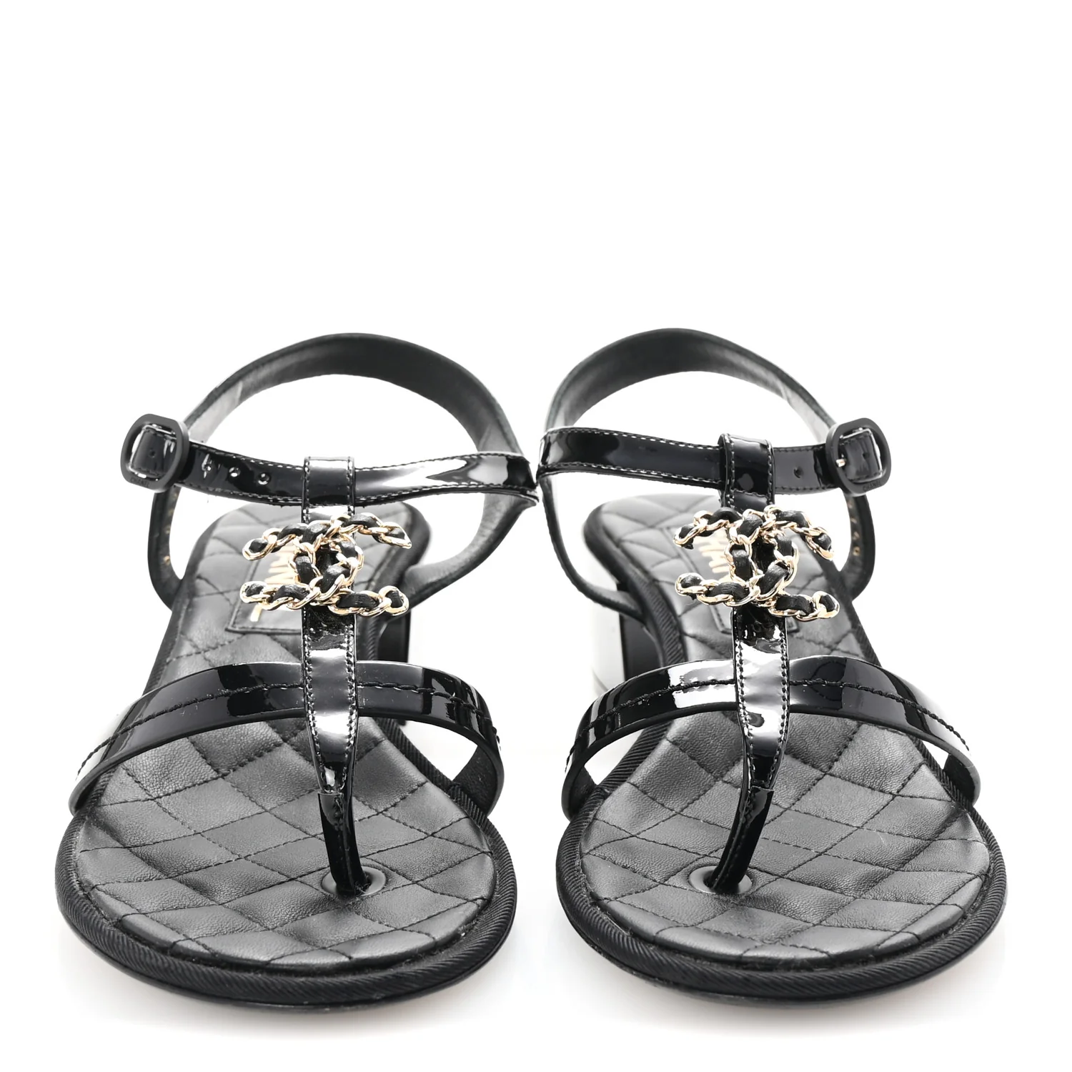 Patent CC Logo Thong Sandals 37 Black - Image 3