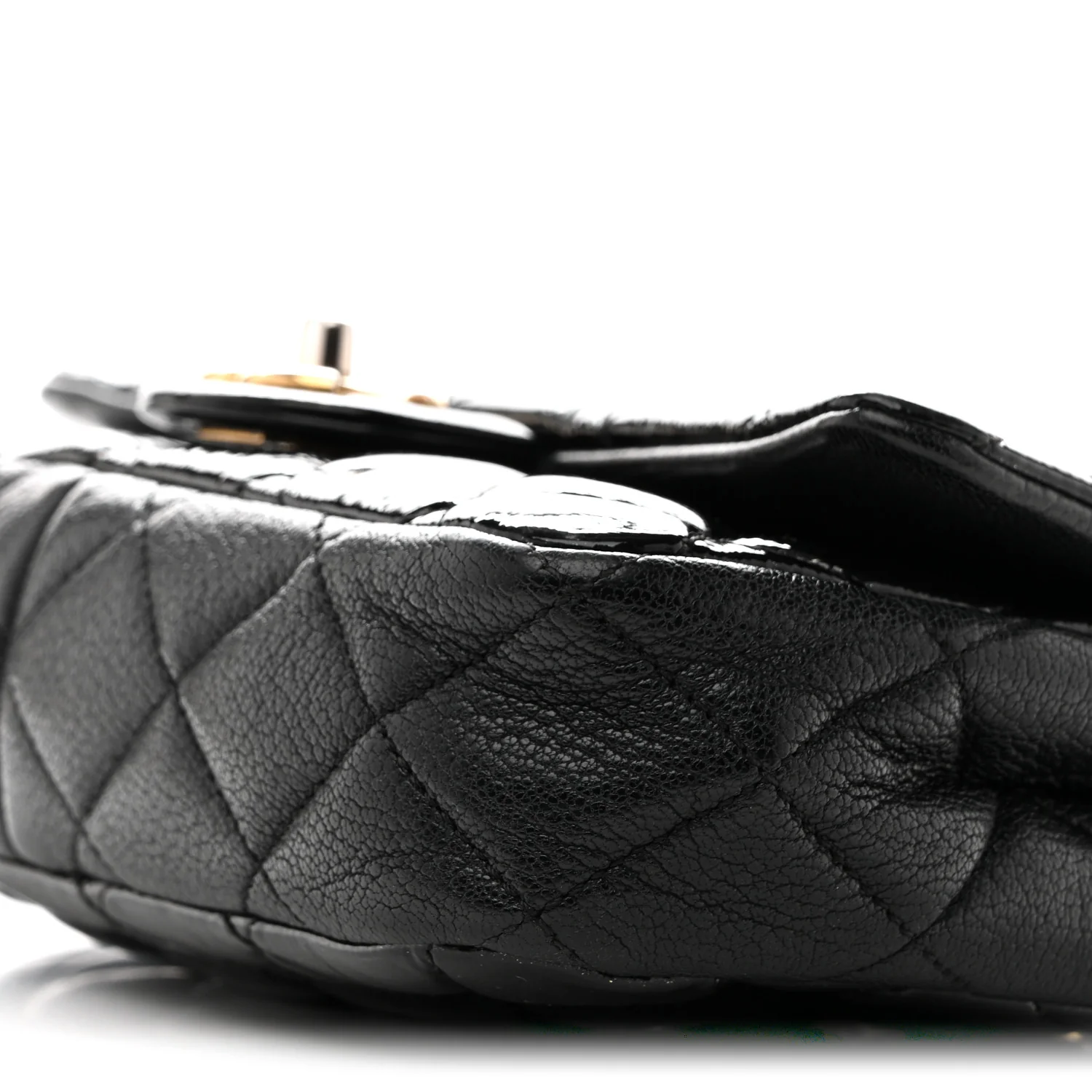 Patent Goatskin Quilted Small CC Eyelet Flap Black - Image 10