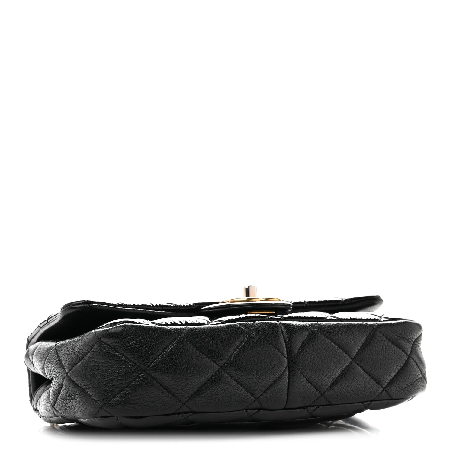 Patent Goatskin Quilted Small CC Eyelet Flap Black - Image 4