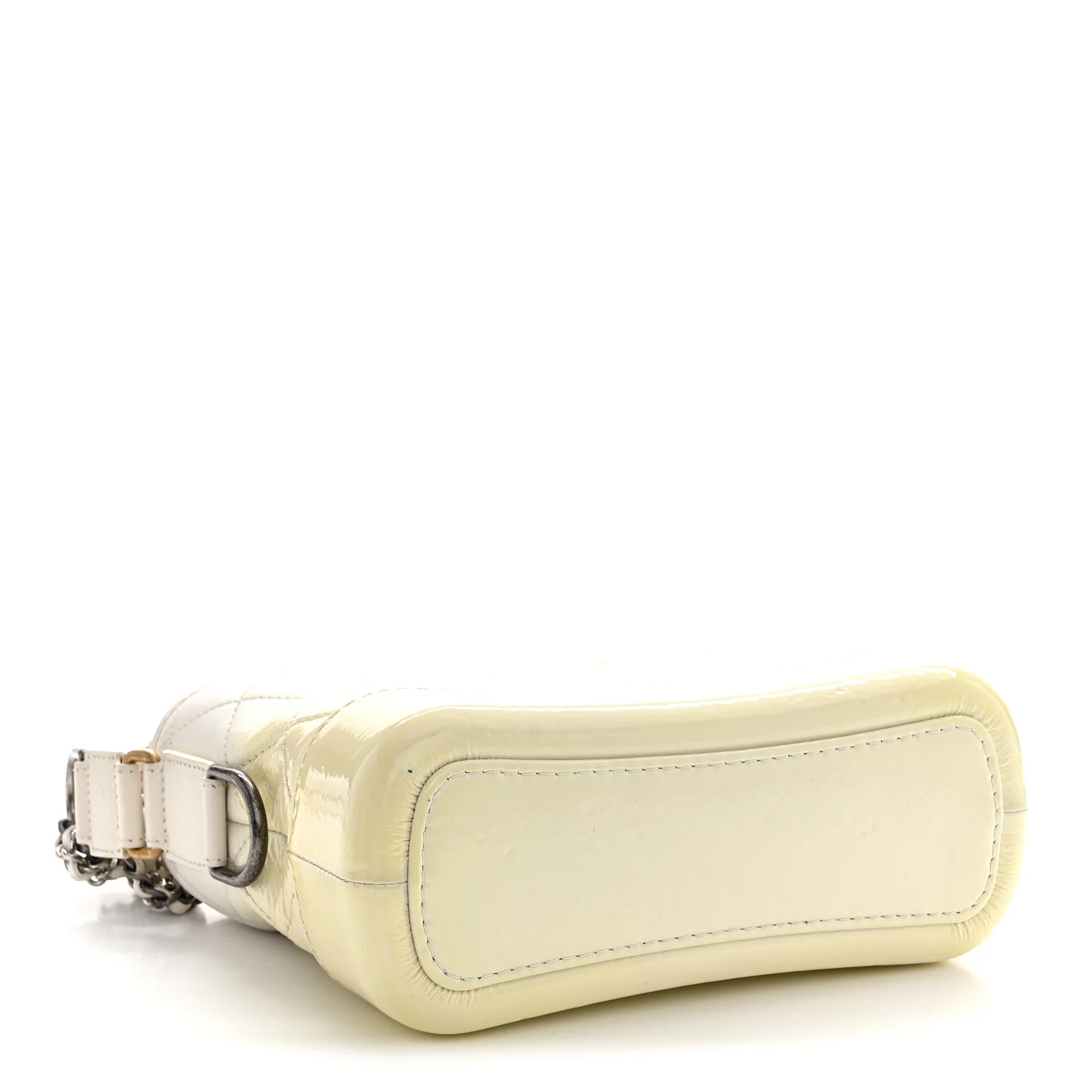 Patent Goatskin Quilted Small Gabrielle Hobo White - Image 4