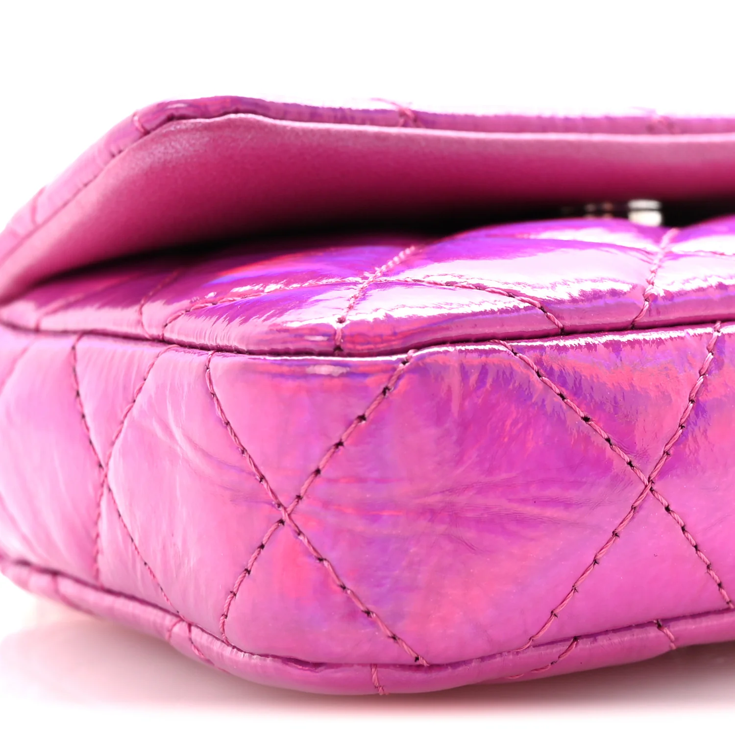 Patent Lambskin Quilted CC Hook Card Holder Pink - Image 9