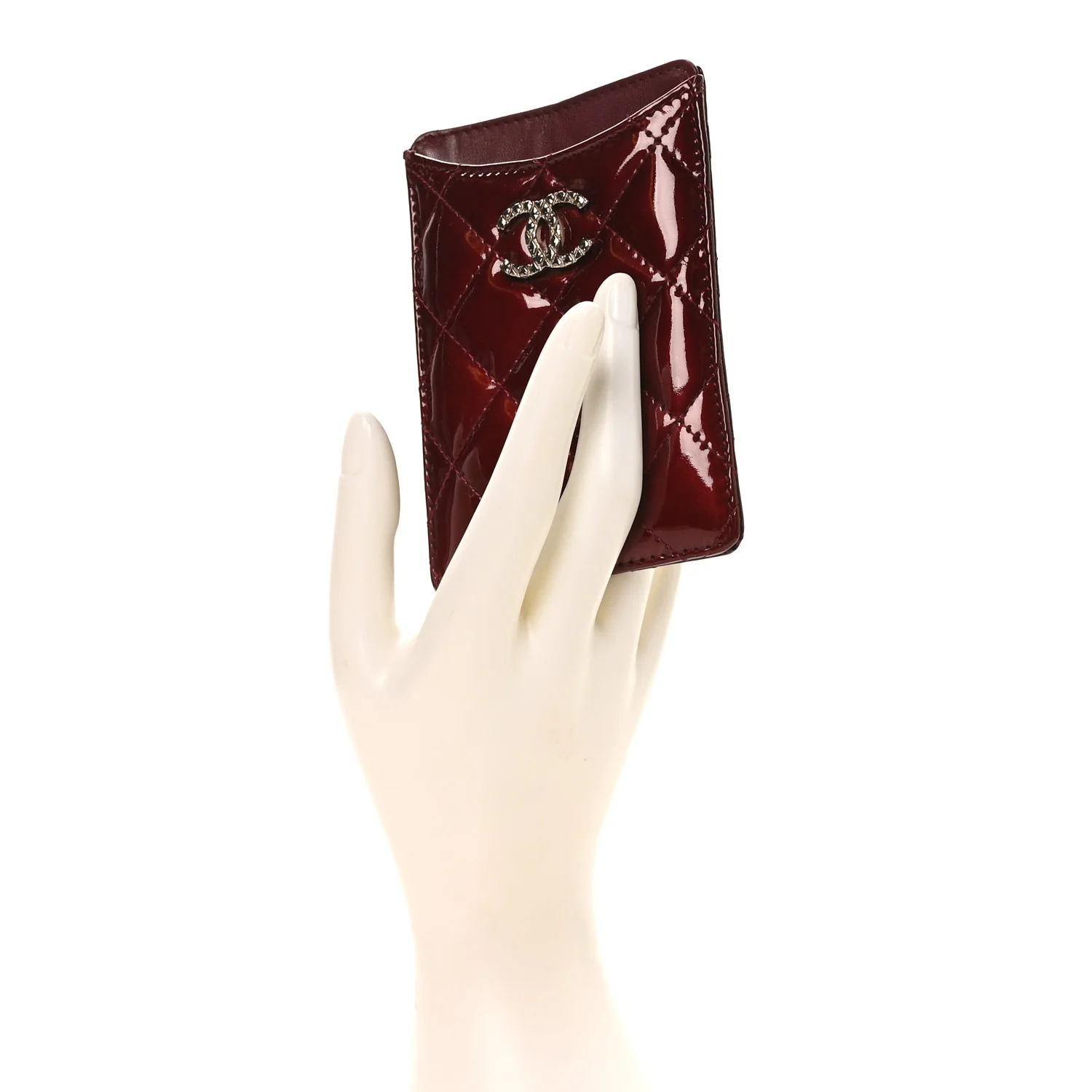 Patent Quilted Brilliant Vertical Card Holder Light Burgundy - Image 2