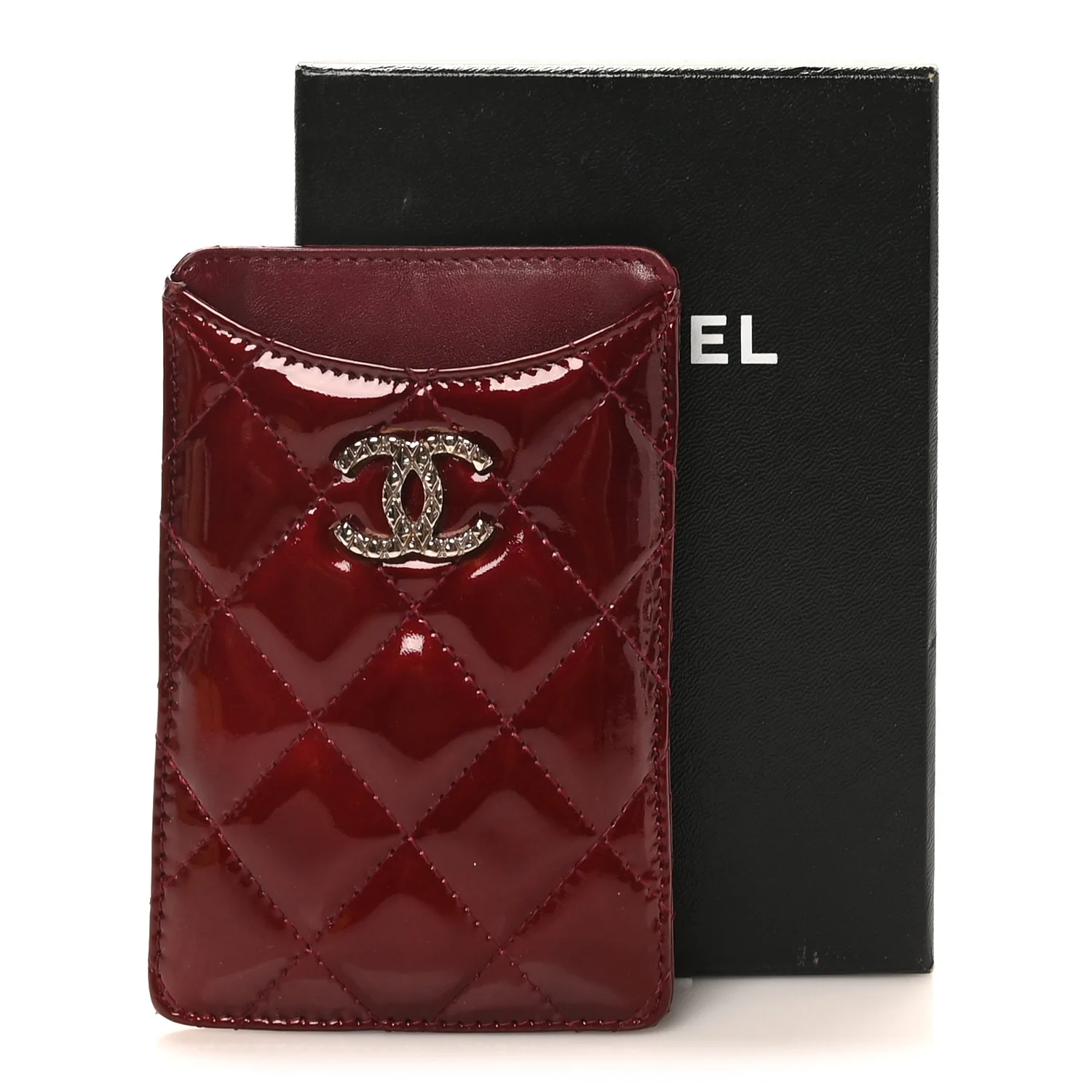 Patent Quilted Brilliant Vertical Card Holder Light Burgundy - Image 8