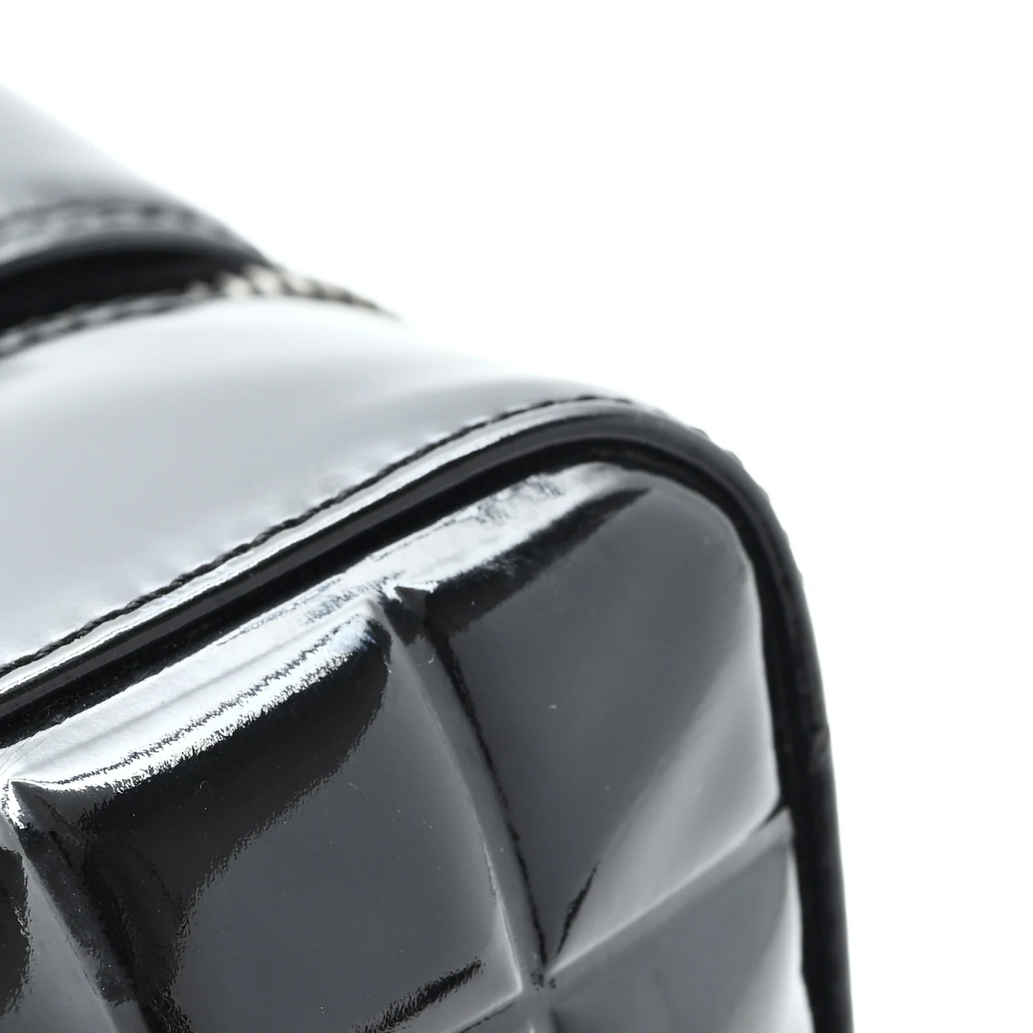 Patent Quilted Chocolate Bar Bowler Black - Image 12