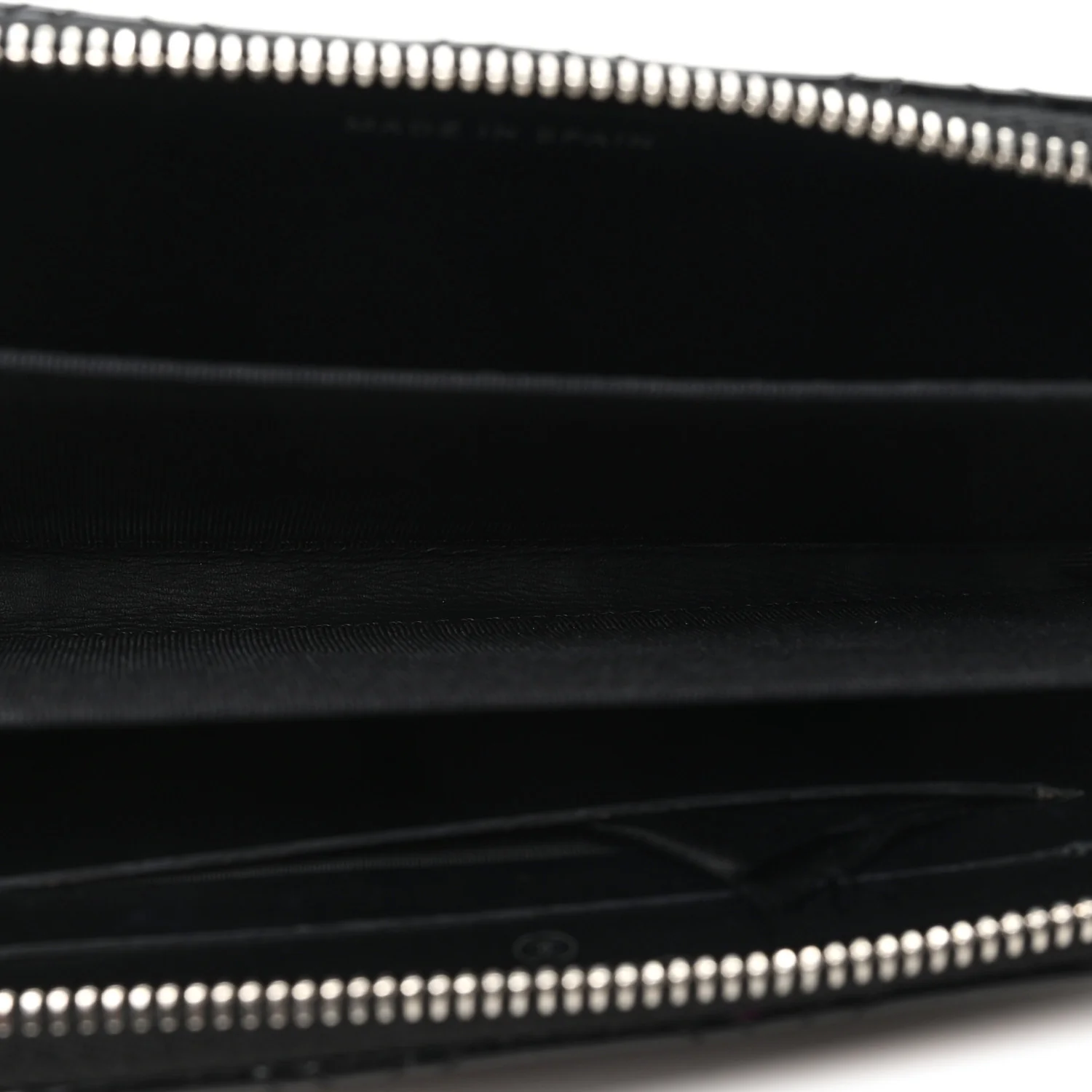 Patent Quilted Double Stitched Zip Around Wallet Black - Image 5