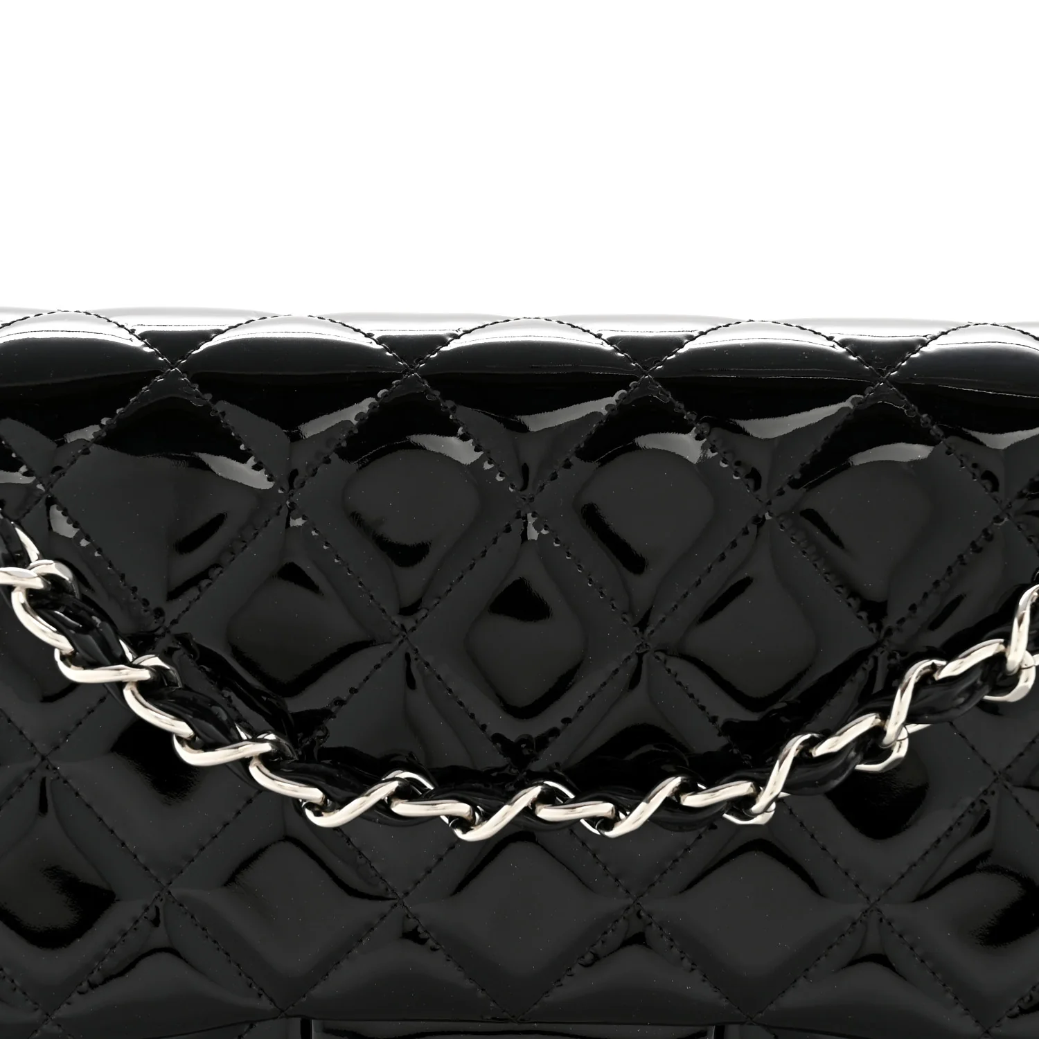 Patent Quilted Jumbo Double Flap Black - Image 8