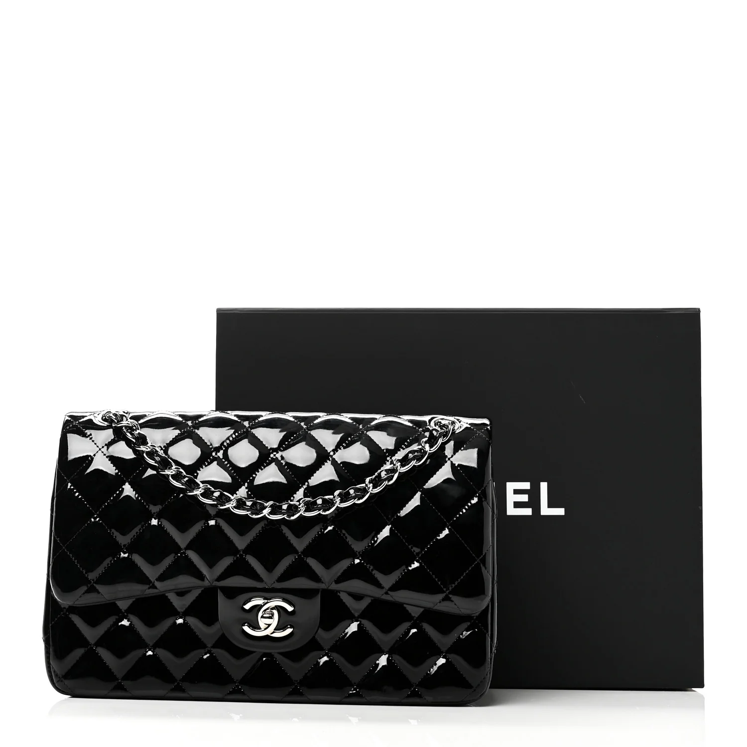 Patent Quilted Jumbo Double Flap Black - Image 11