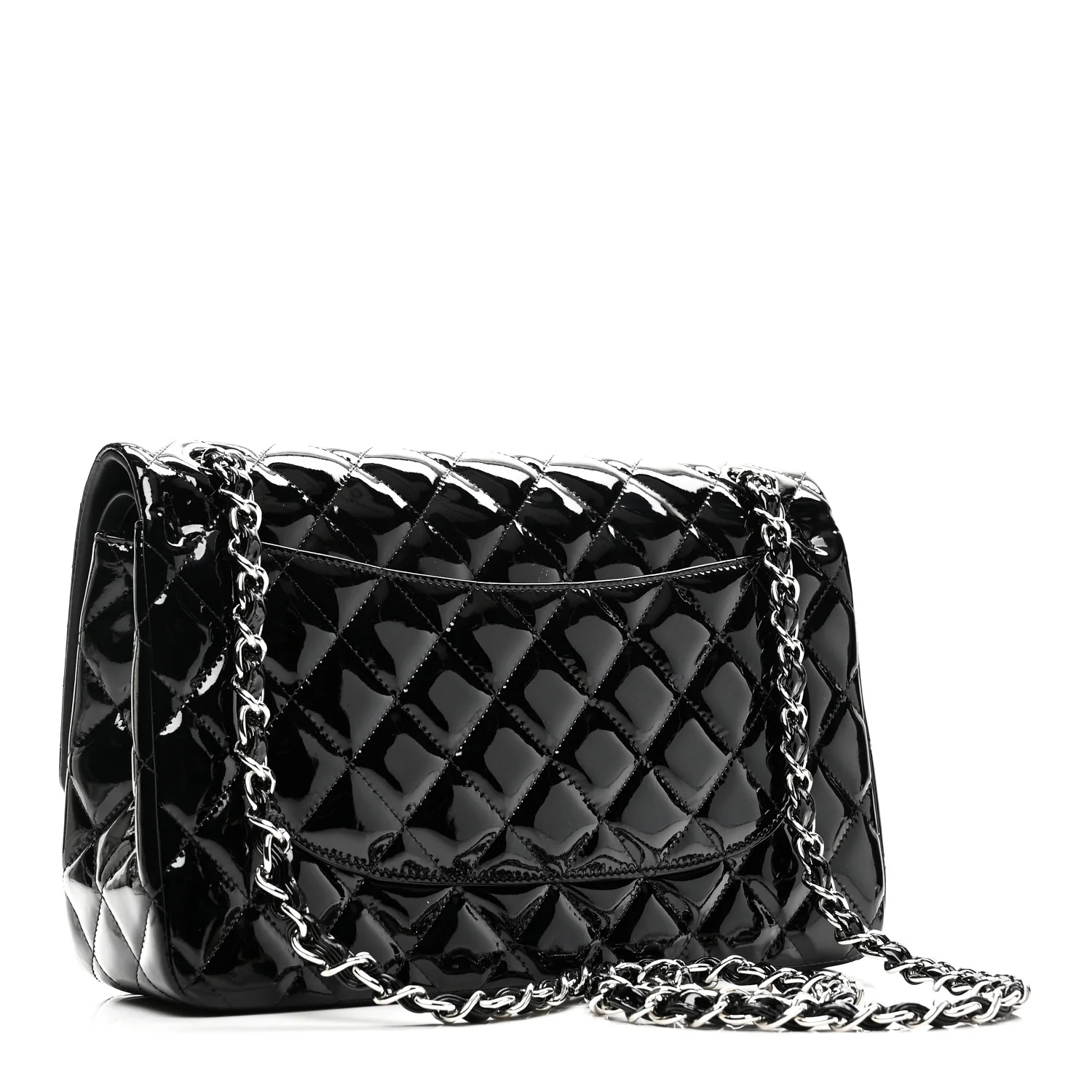 Patent Quilted Jumbo Double Flap Black - Image 3