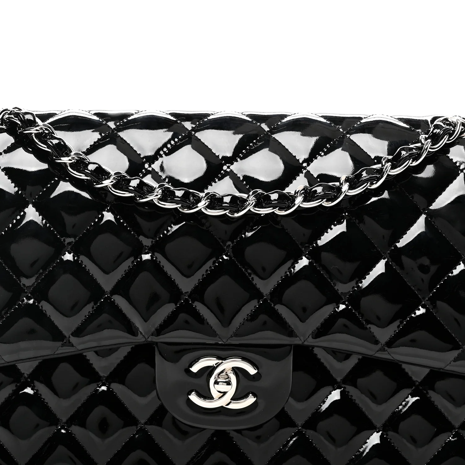Patent Quilted Jumbo Double Flap Black - Image 8