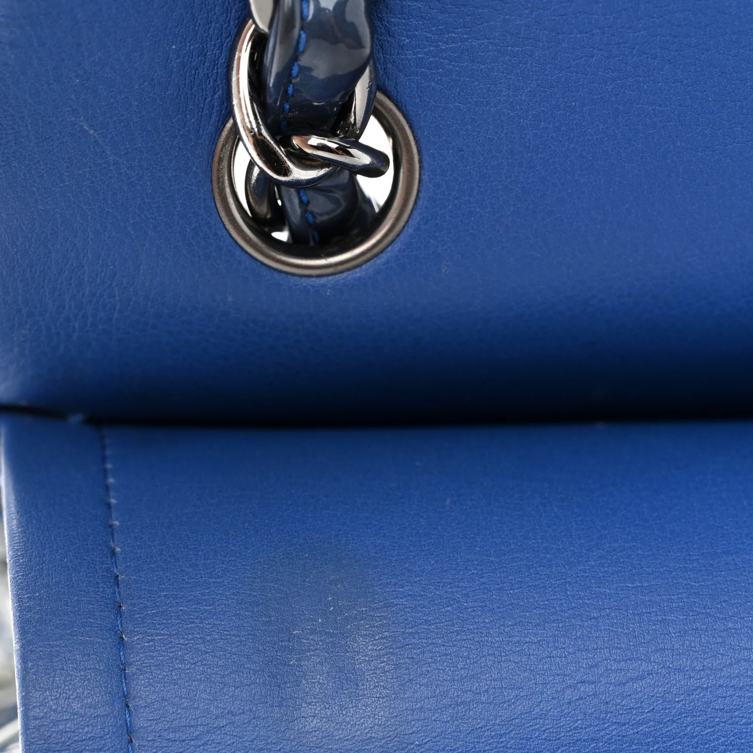 Patent Quilted Jumbo Double Flap Blue - Image 13