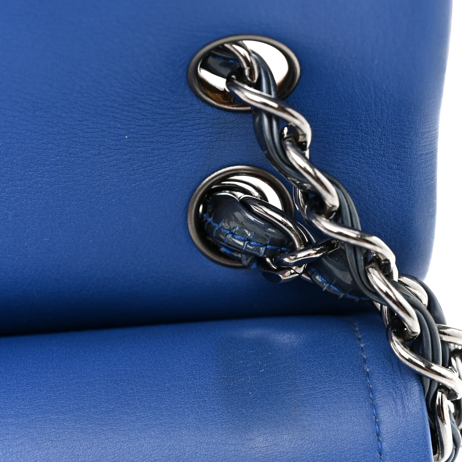 Patent Quilted Jumbo Double Flap Blue - Image 14
