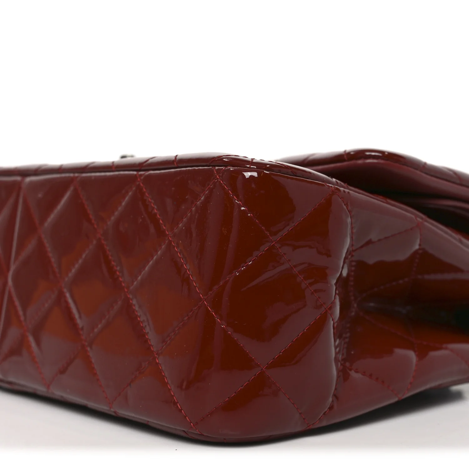 Patent Quilted Jumbo Double Flap Dark Red - Image 10