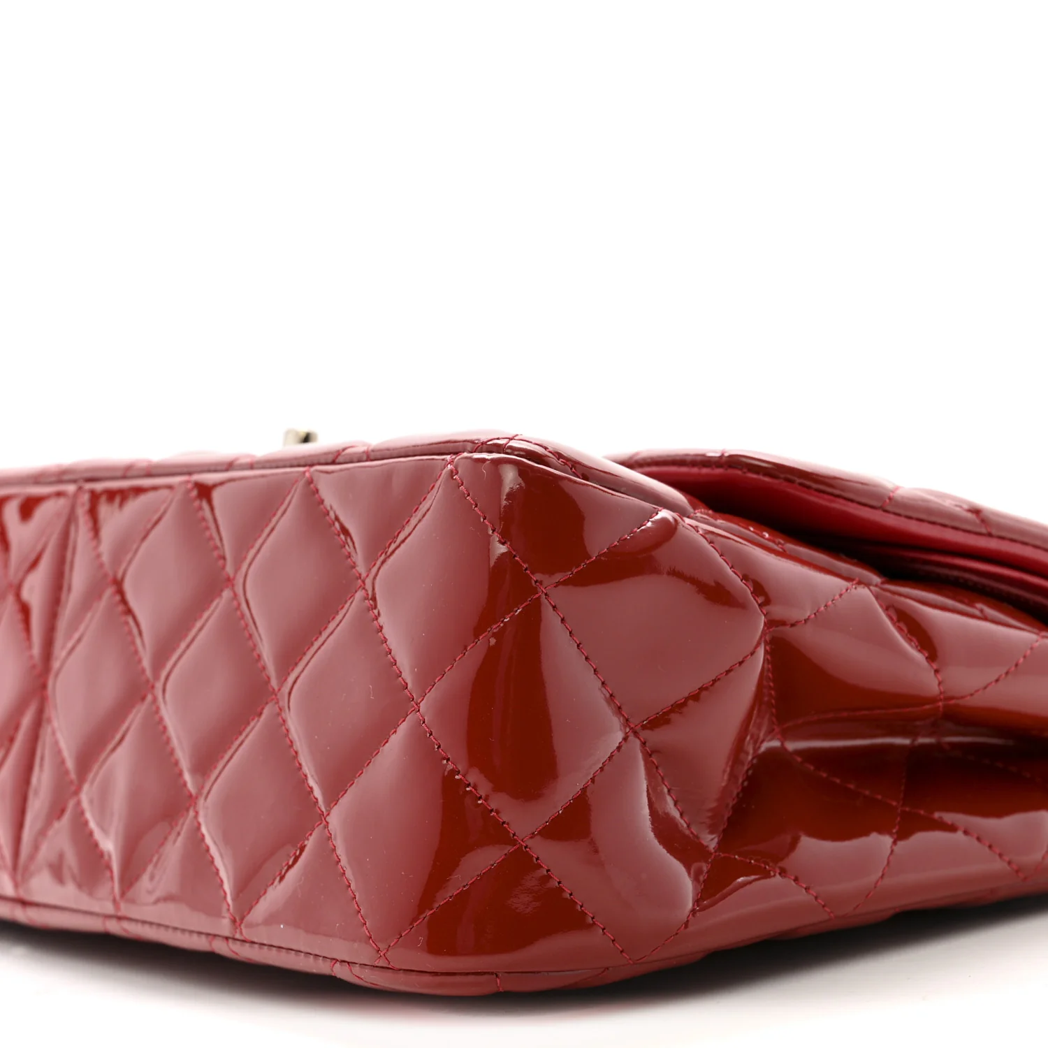 Patent Quilted Jumbo Double Flap Dark Red - Image 10