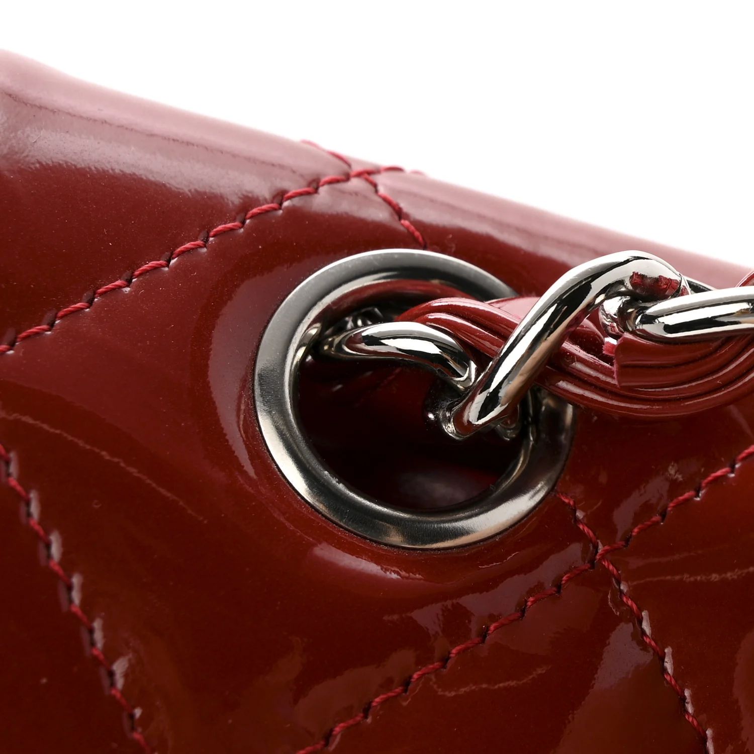 Patent Quilted Jumbo Double Flap Dark Red - Image 14