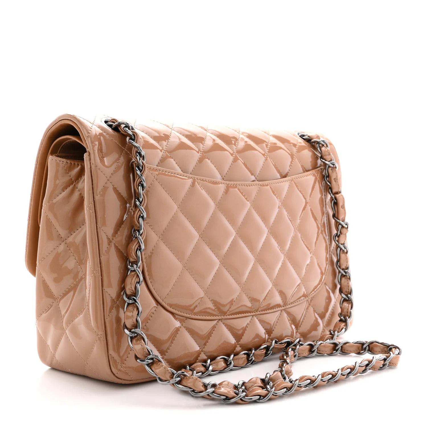 Patent Quilted Jumbo Double Flap Light Brown - Image 3