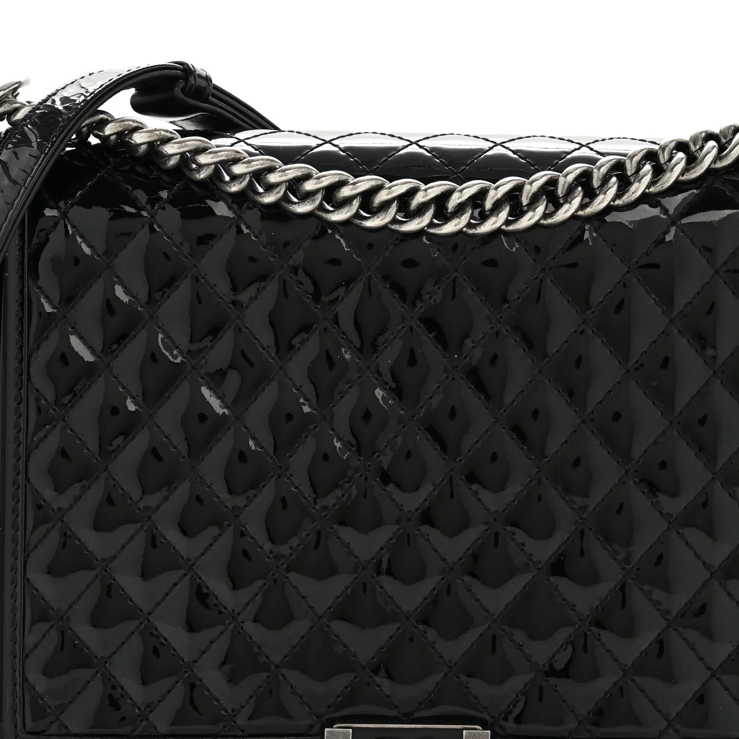 Patent Quilted Large Boy Flap Black - Image 8