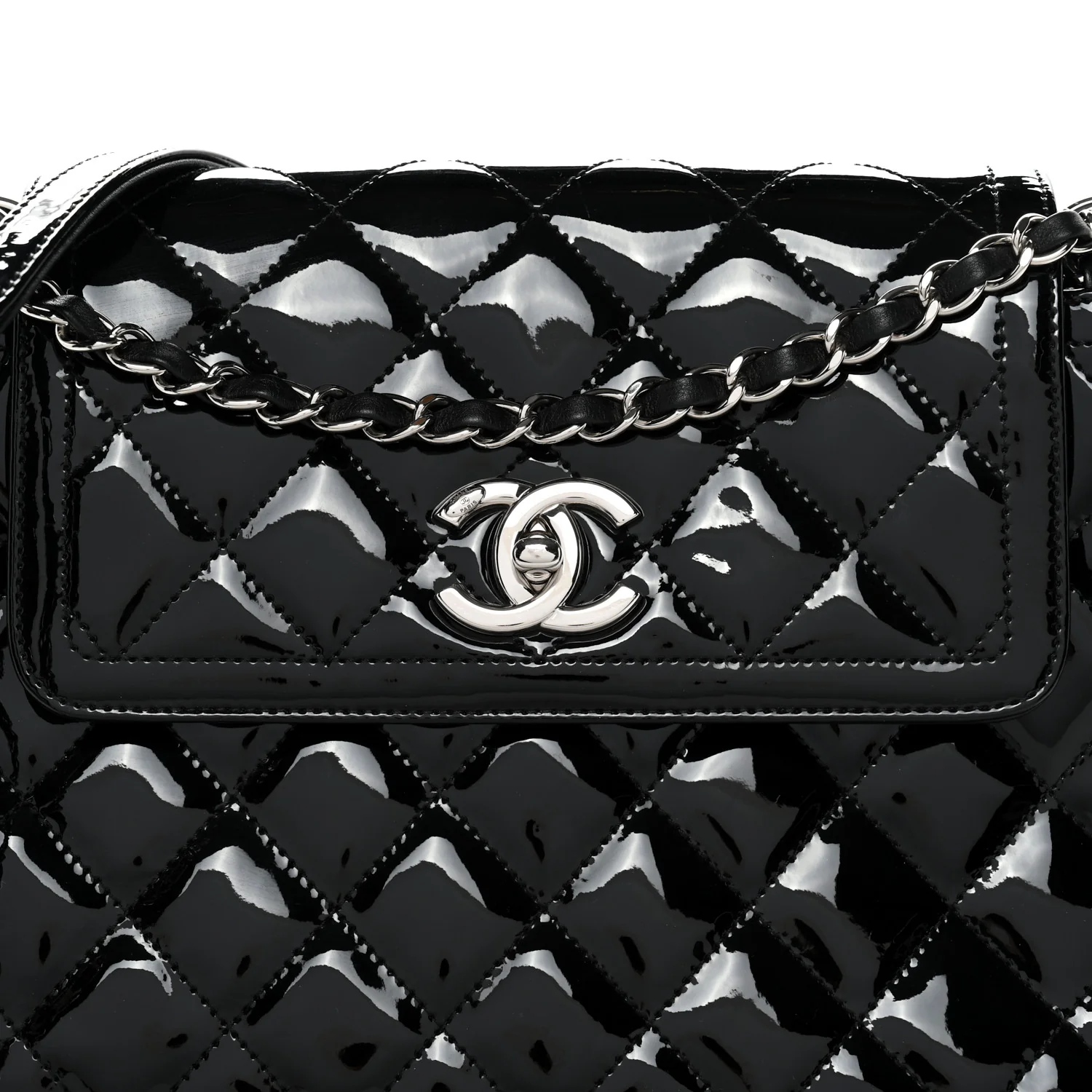 Patent Quilted Large Coco Shine Accordion Flap Black - Image 8
