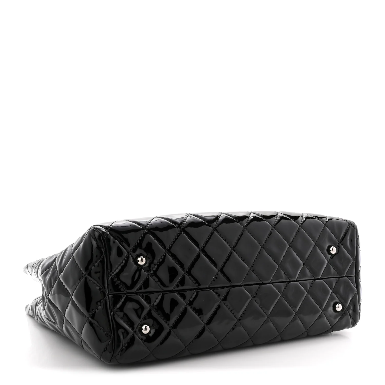 Patent Quilted Large Coco Shine Shopping Tote Black - Image 4
