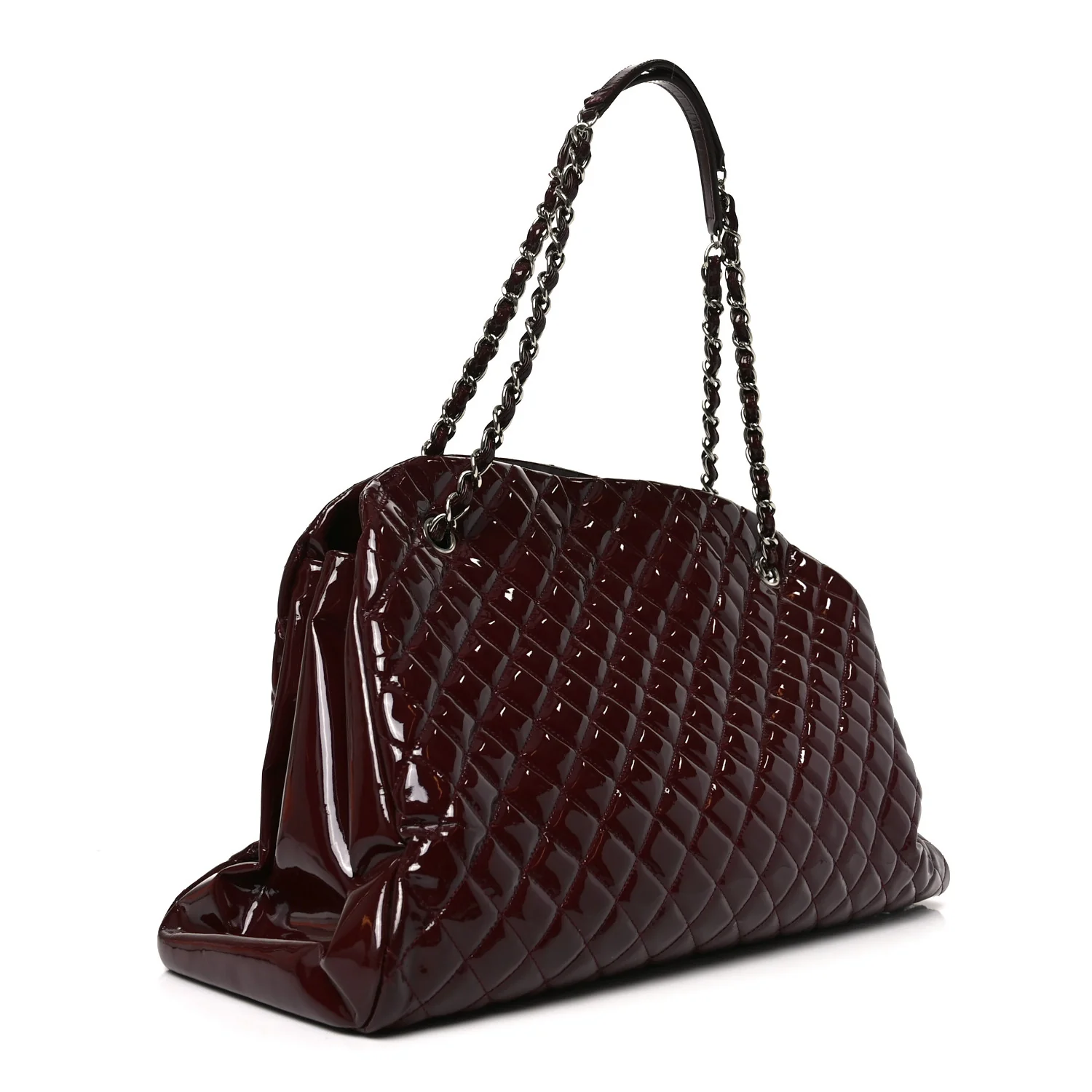 Patent Quilted Large Just Mademoiselle Bowling Bag Plum - Image 3