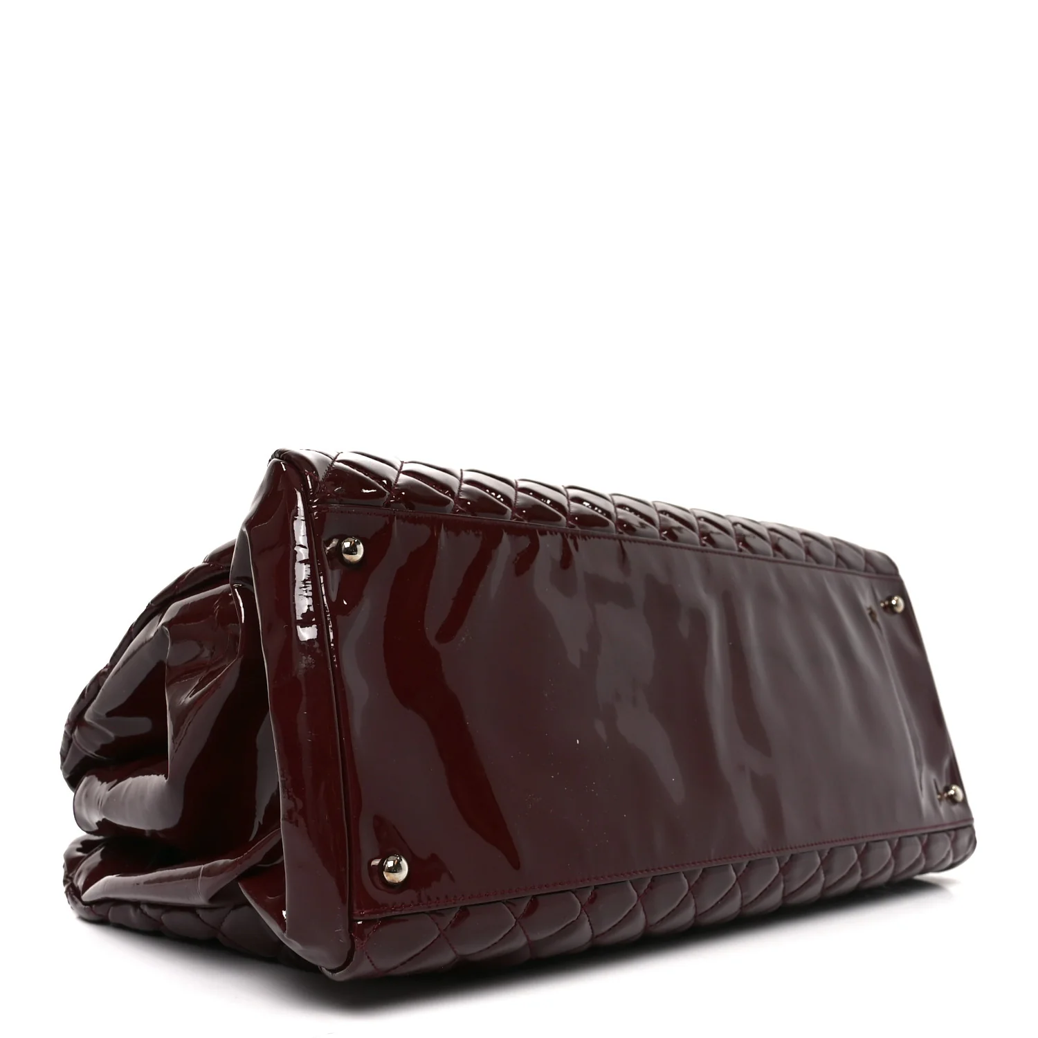 Patent Quilted Large Just Mademoiselle Bowling Bag Plum - Image 4