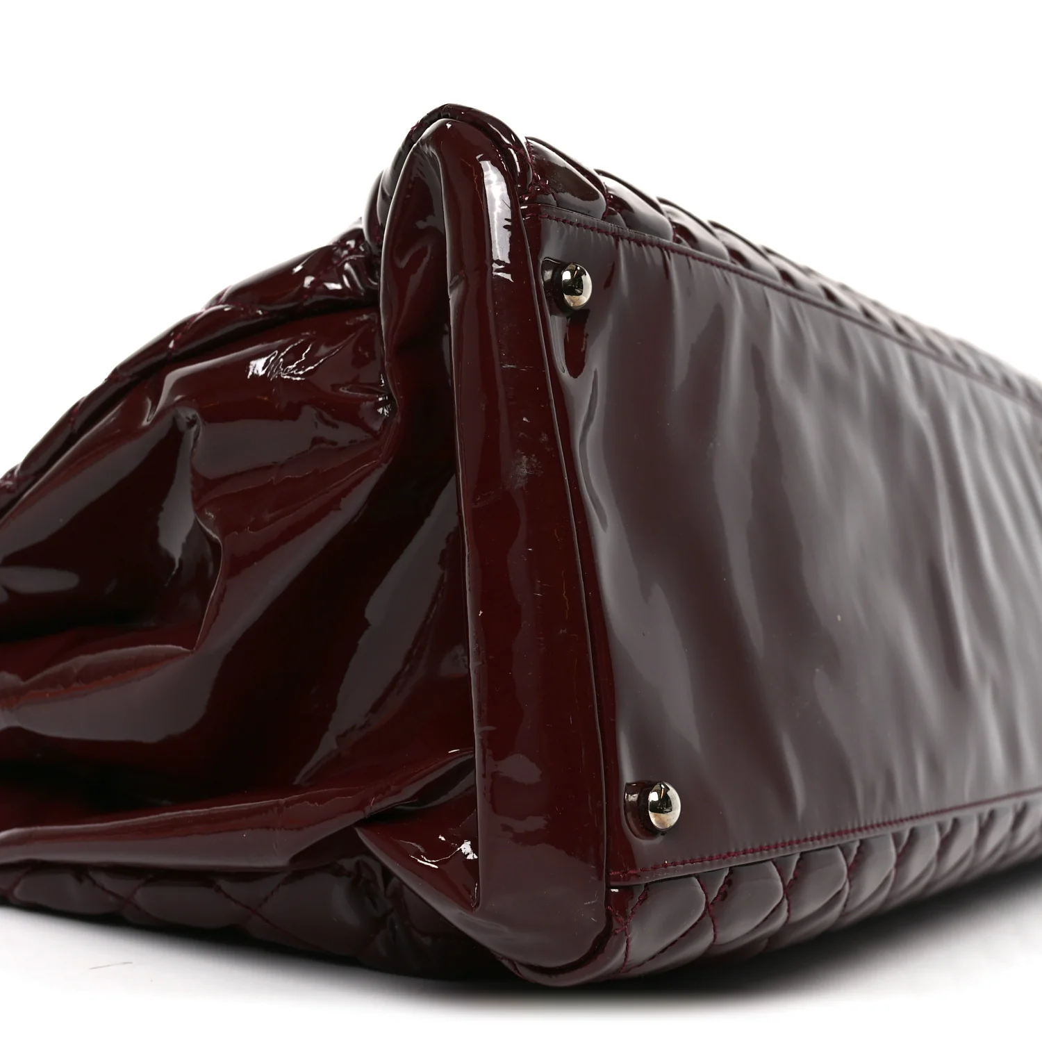 Patent Quilted Large Just Mademoiselle Bowling Bag Plum - Image 9