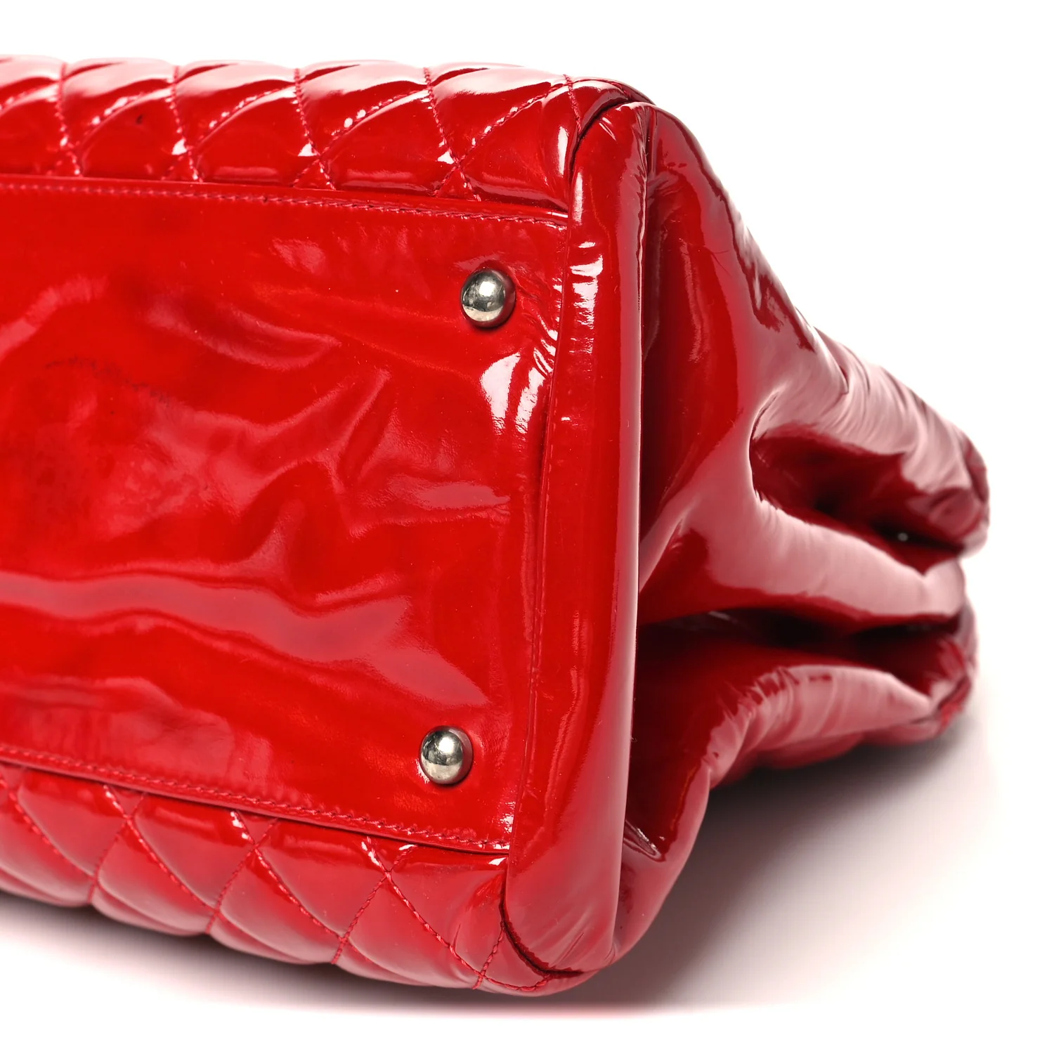 Patent Quilted Large Just Mademoiselle Bowling Bag Red - Image 10
