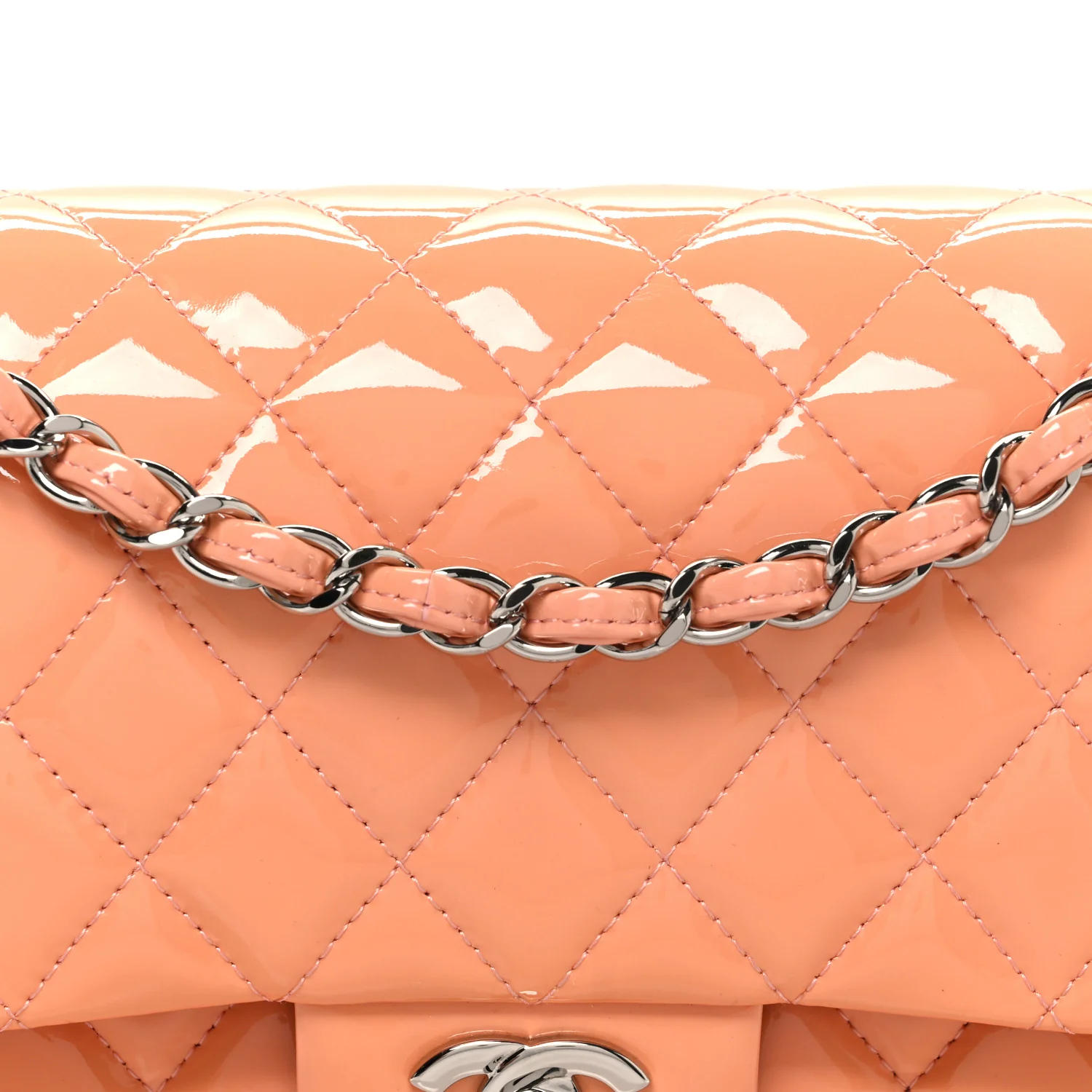 Patent Quilted Medium Double Flap Light Pink - Image 8