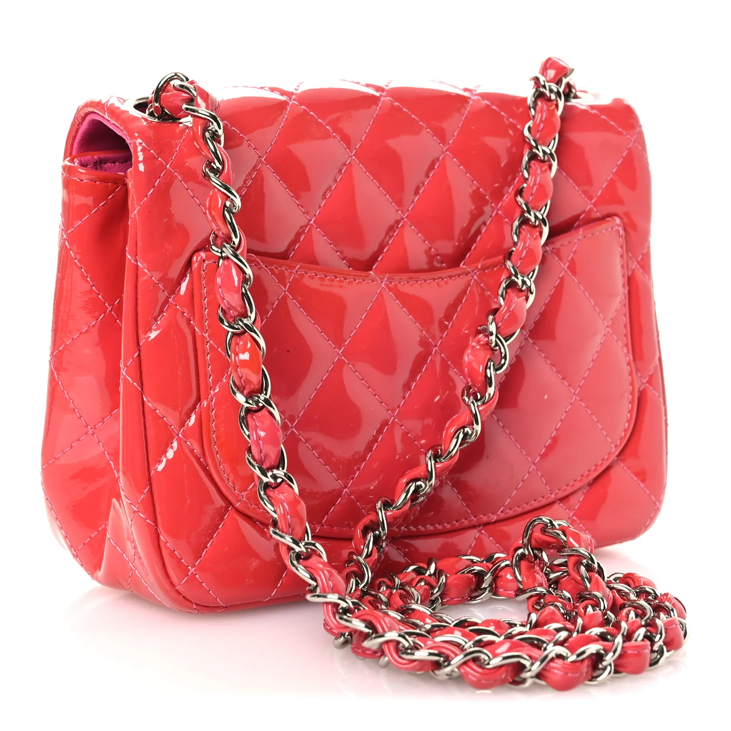 Patent Quilted Mini Square Flap Pink - Image 3