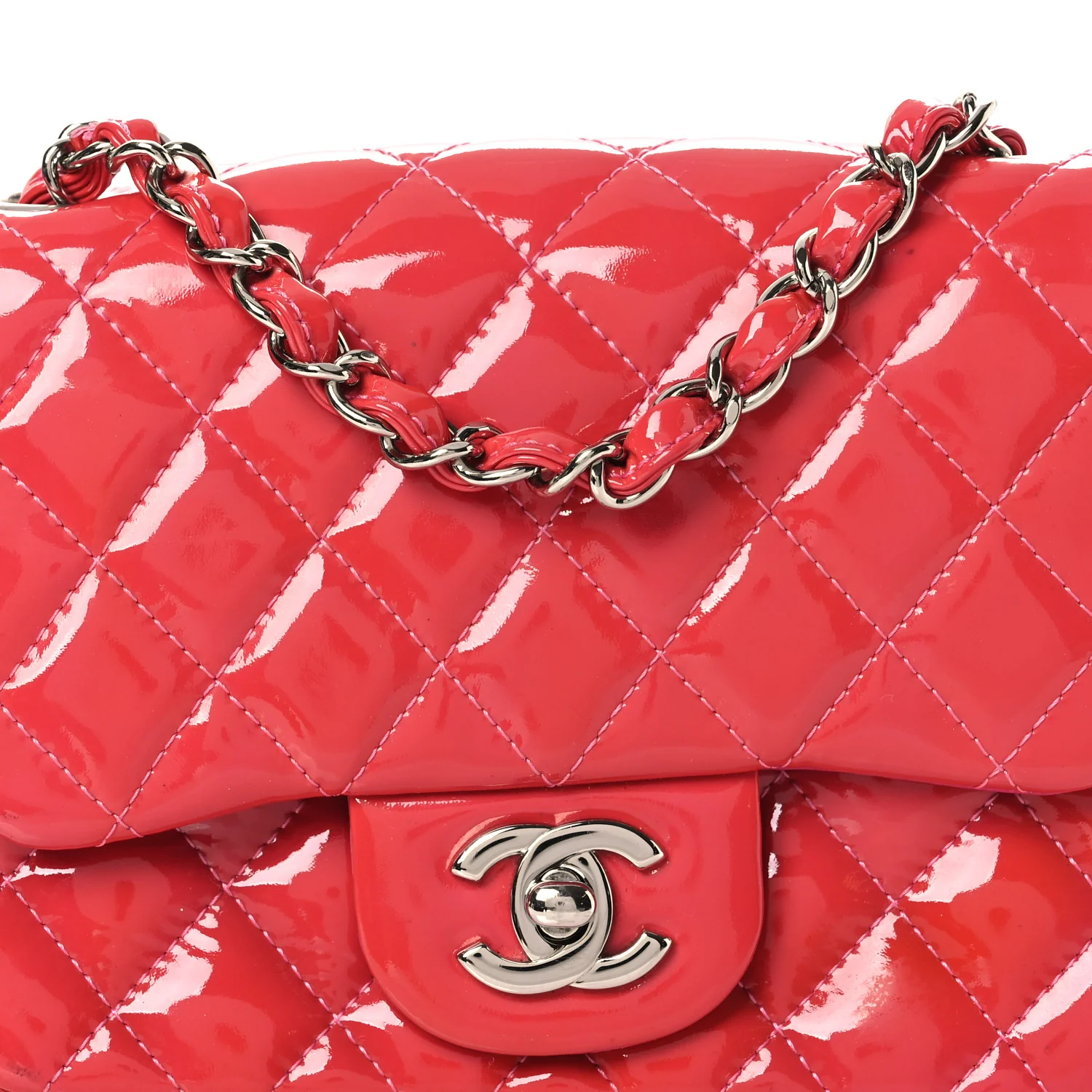 Patent Quilted Mini Square Flap Pink - Image 8