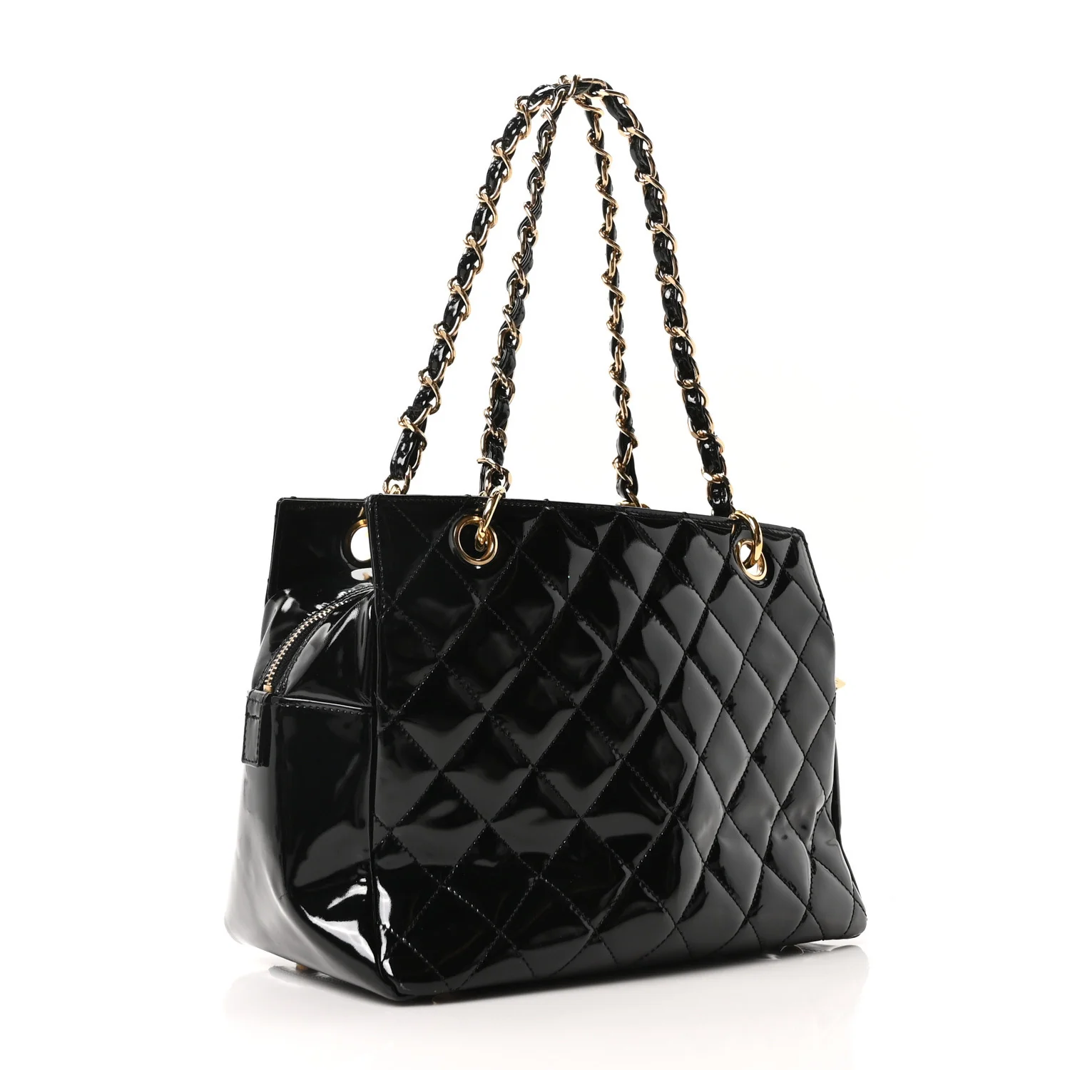 Patent Quilted Petit Timeless Tote PTT Black - Image 3