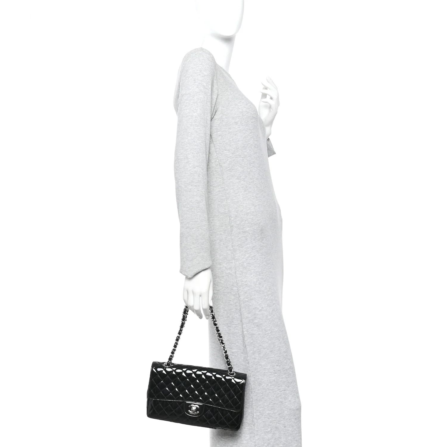 Patent Quilted Secret Label Medium Flap Black - Image 2