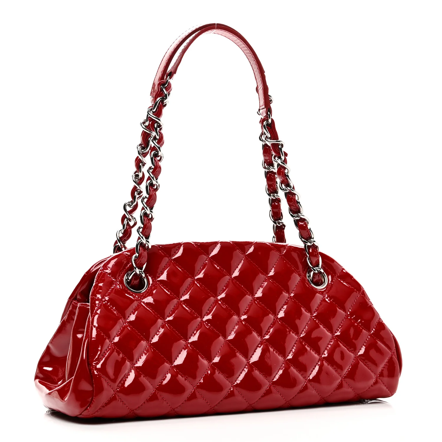 Patent Quilted Small Just Mademoiselle Bowling Bag Red - Image 3