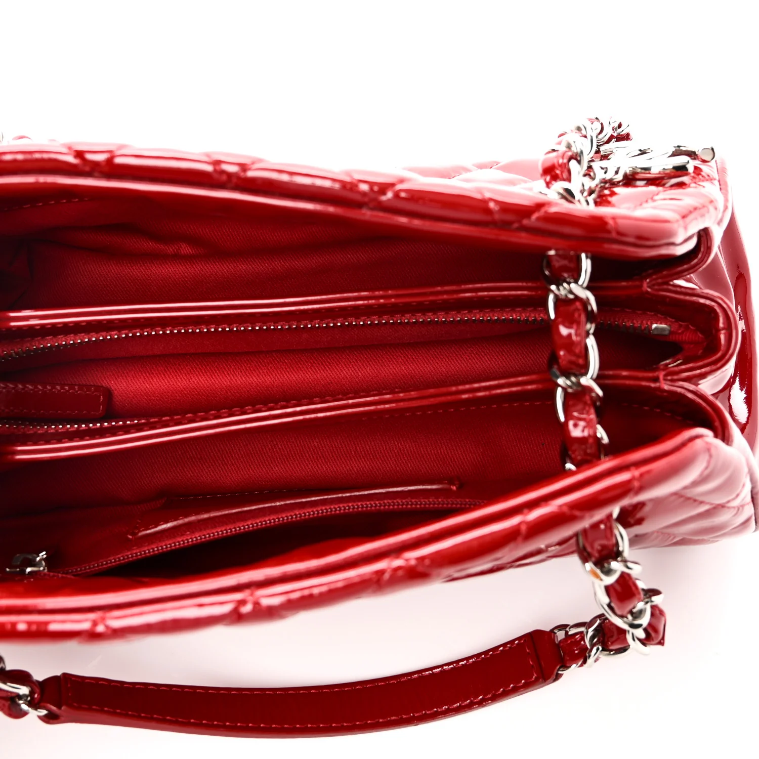 Patent Quilted Small Just Mademoiselle Bowling Bag Red - Image 5