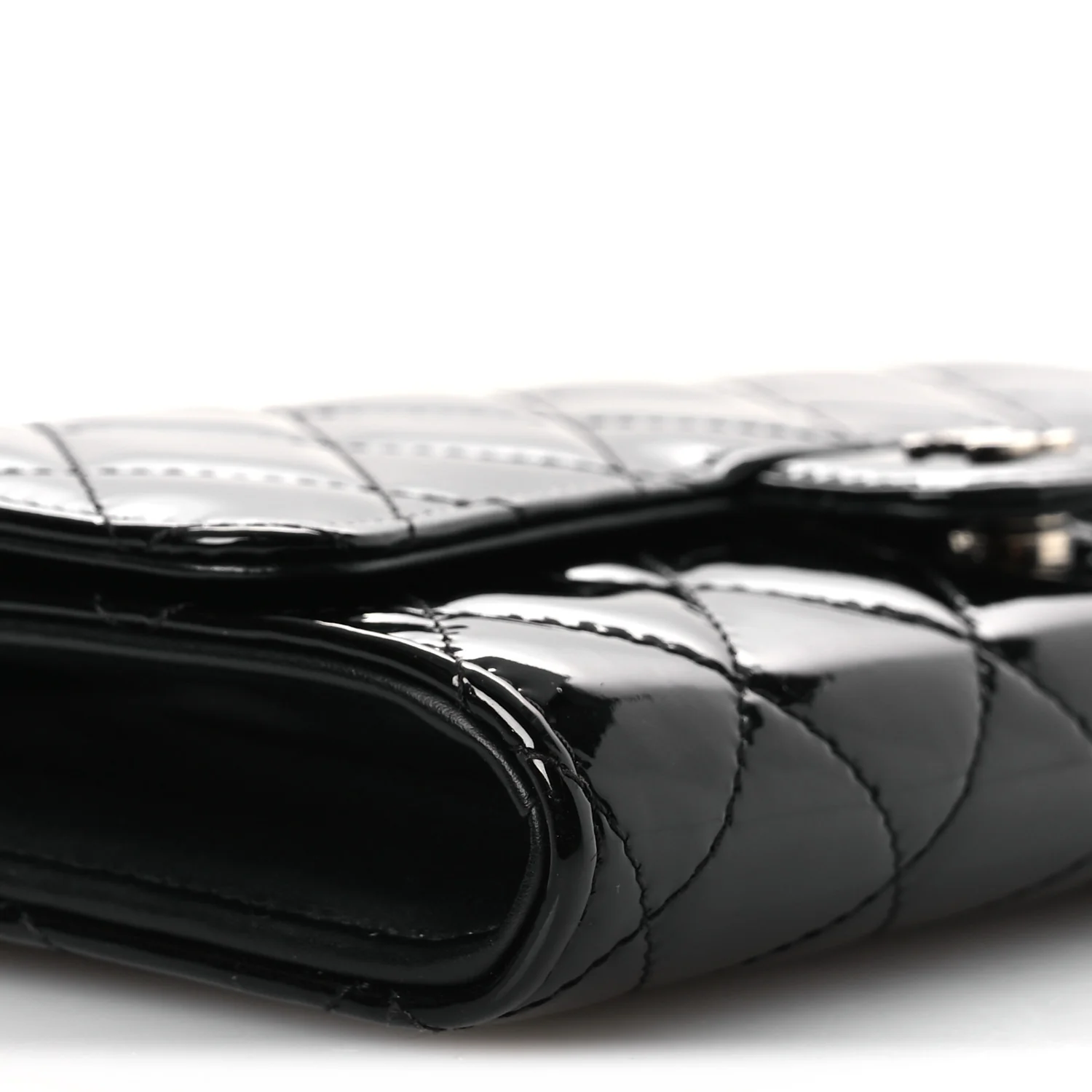 Patent Quilted Wallet On Removable Chain WOC Black - Image 10