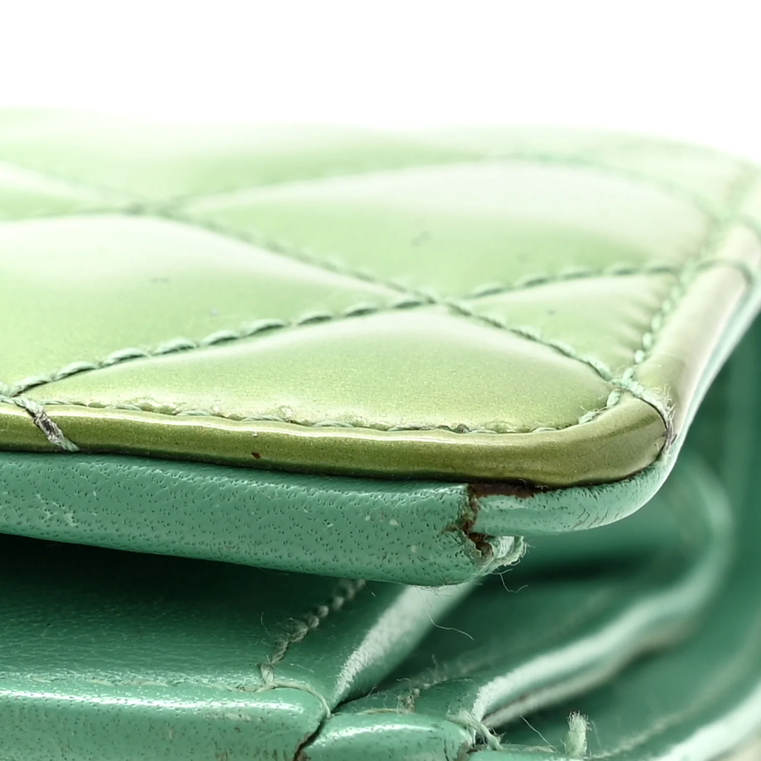 Patent Quilted Yen Wallet Turquoise - Image 13