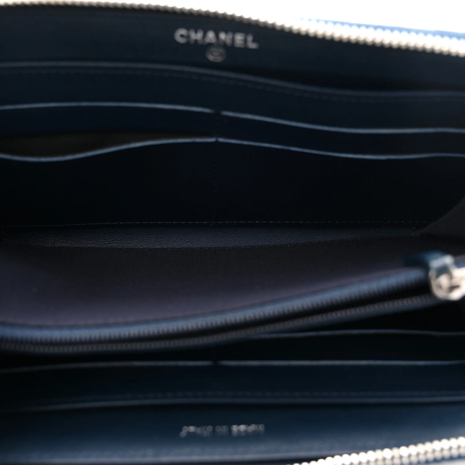 Patent Quilted Zip Around Wallet Dark Blue - Image 5