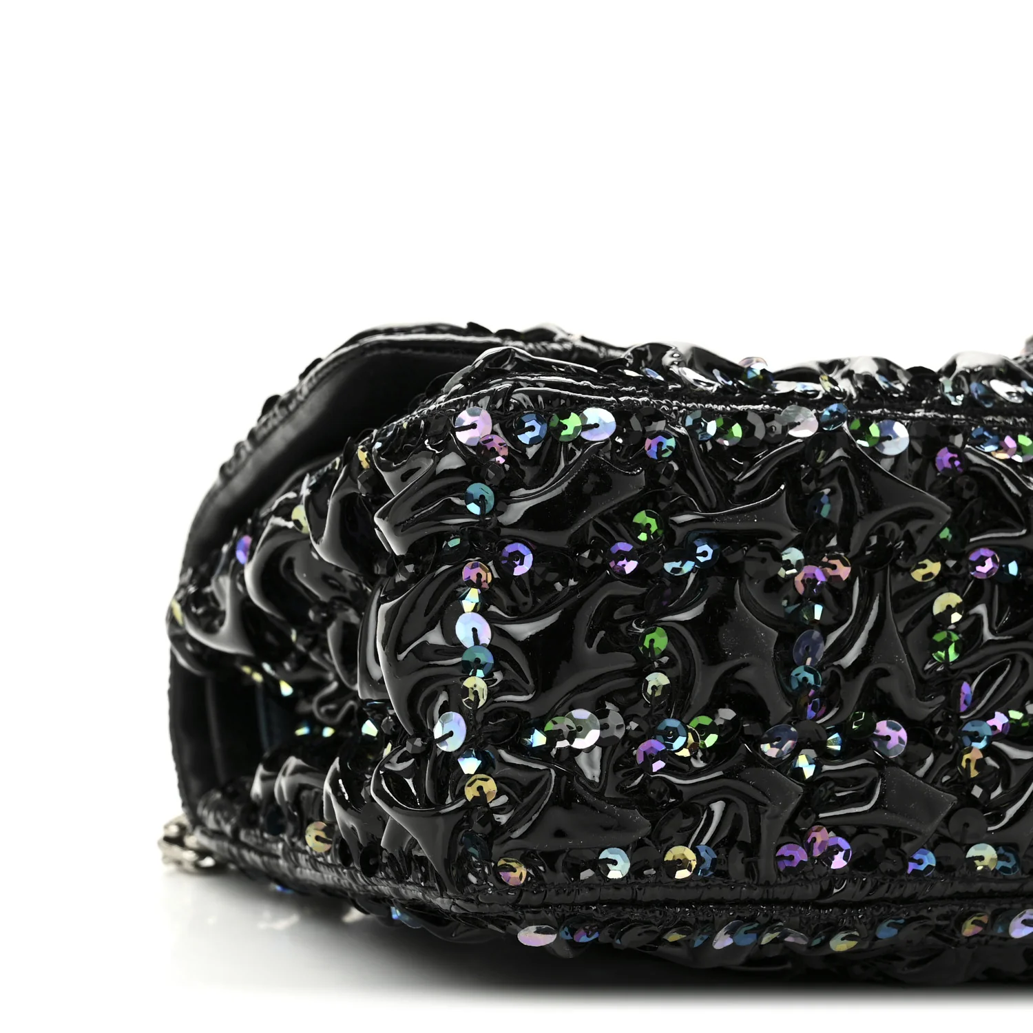 Patent Sequin Crystal Ruched 2.55 Reissue 225 Flap Black - Image 8