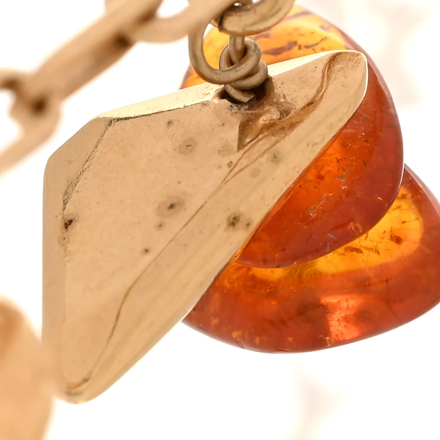 Pearl Amber CC Long Necklace Gold - Image 6