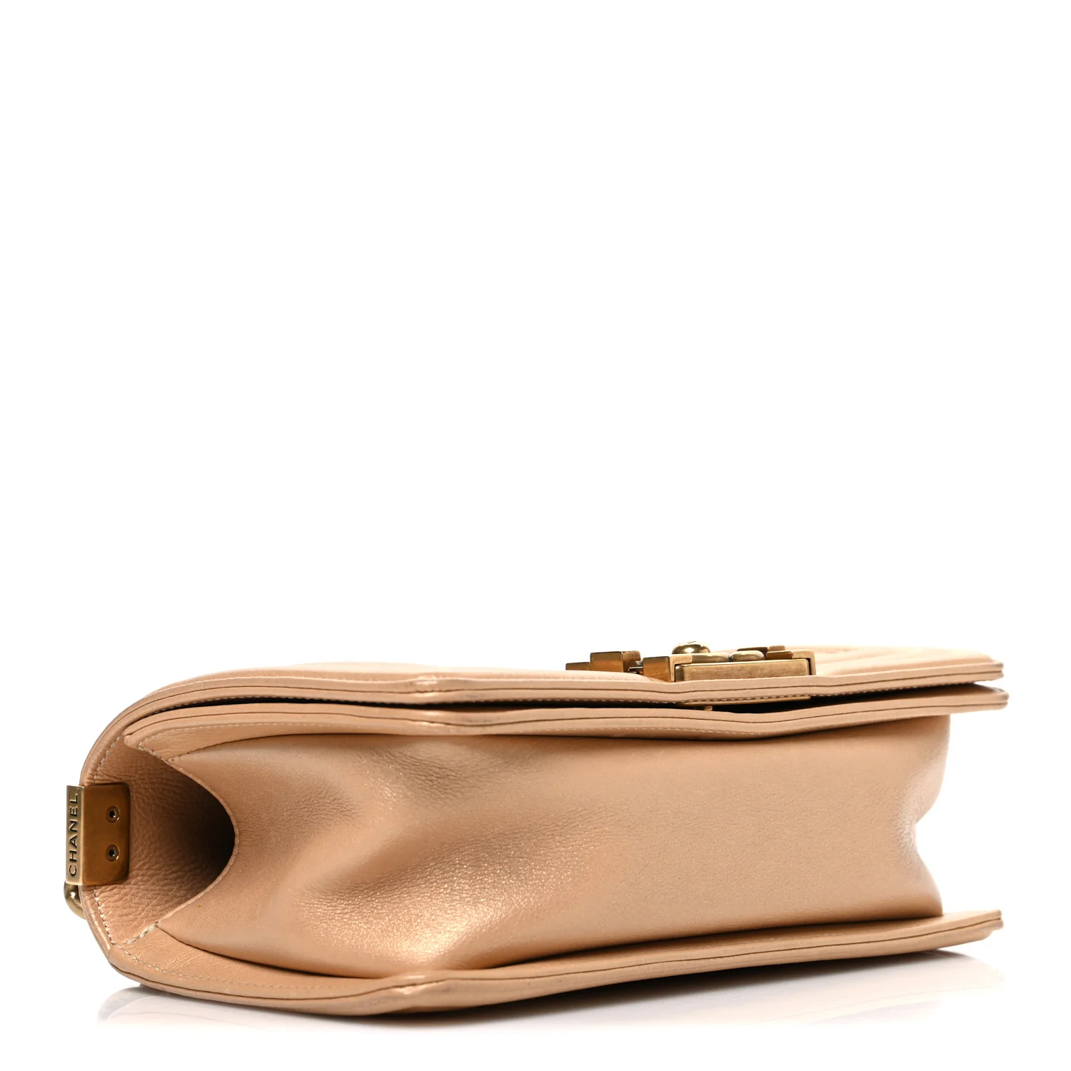 Pearl Calfskin Quilted Small Boy Flap Gold - Image 4