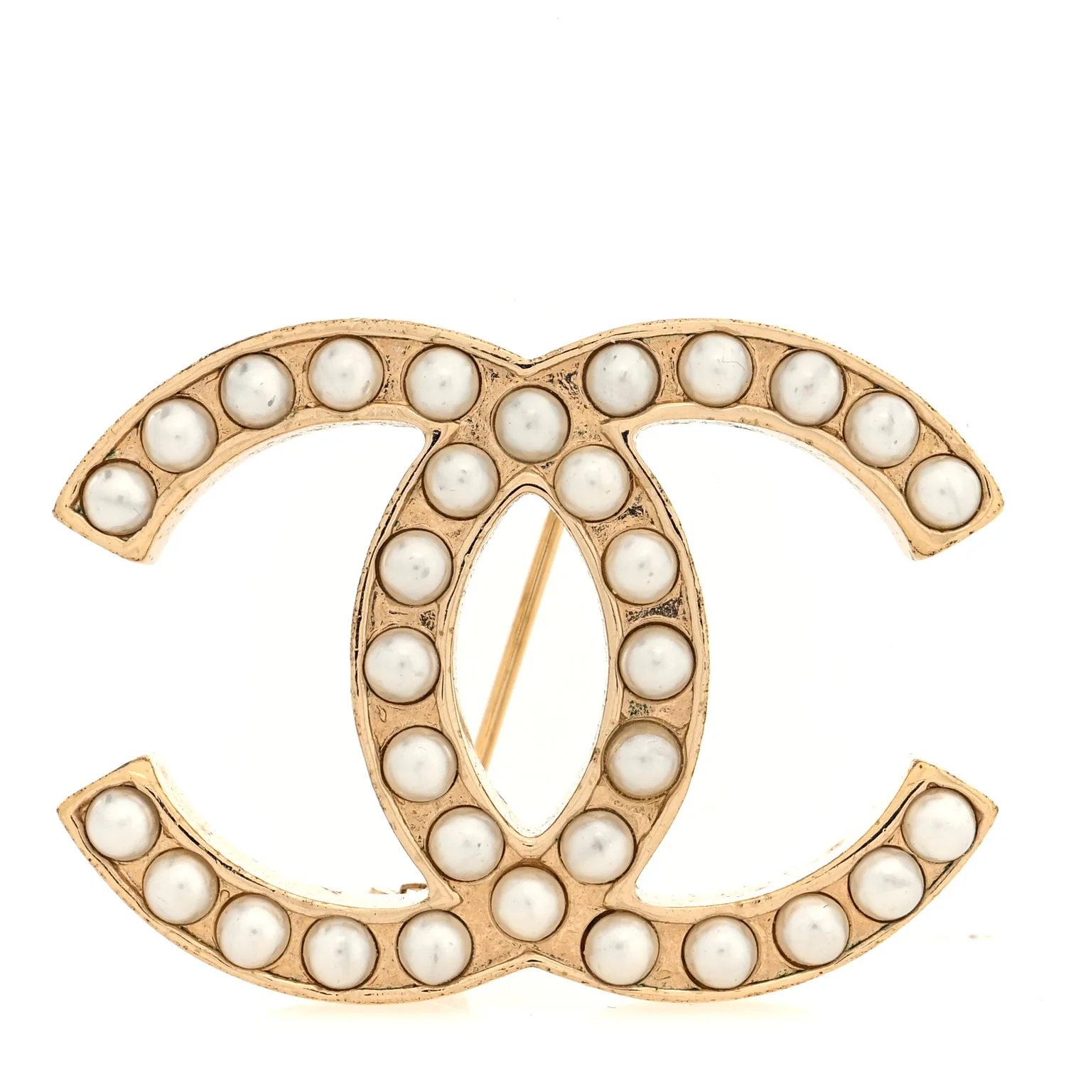 Pearl CC Brooch Gold