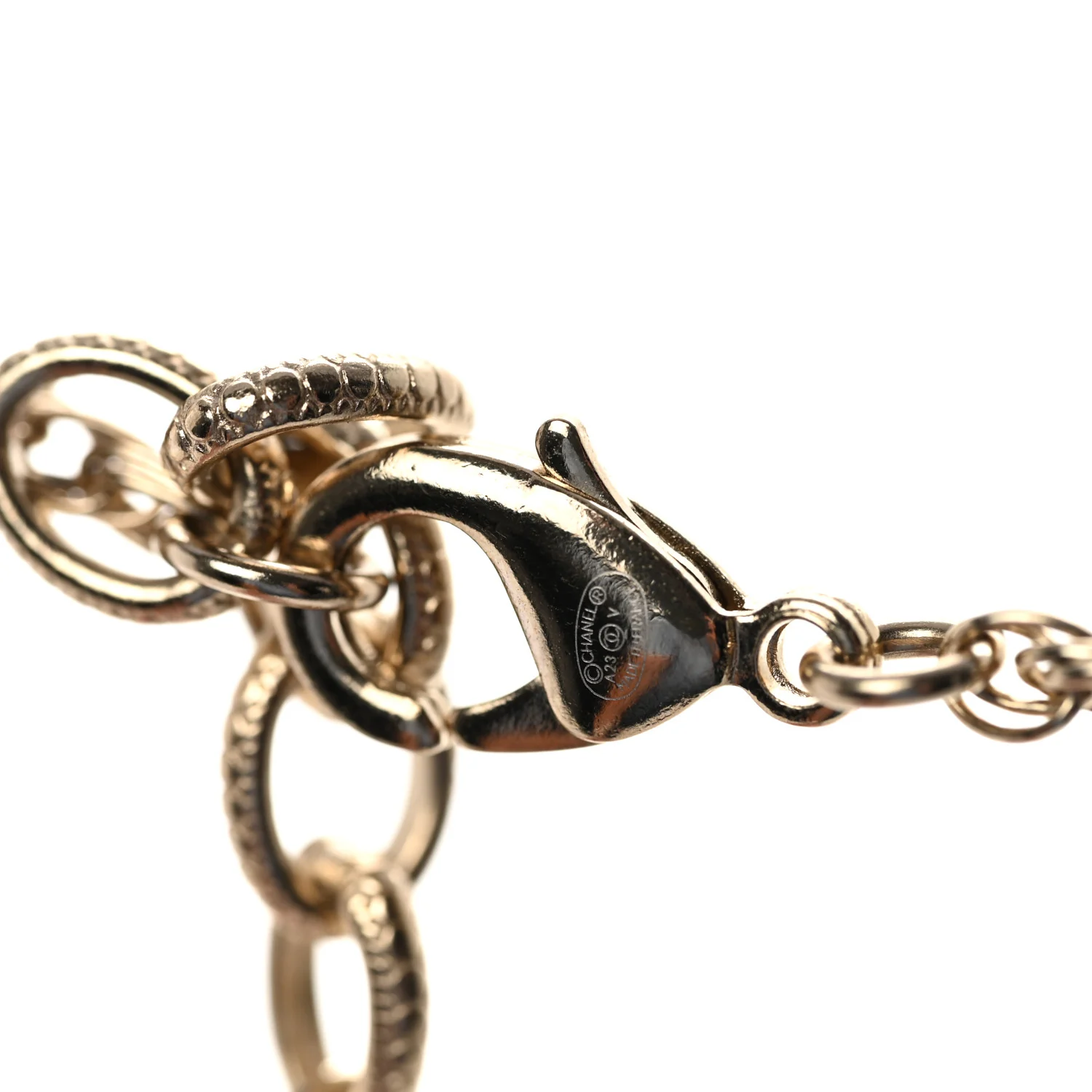 Pearl CC Round Pendant Necklace Gold - Image 5