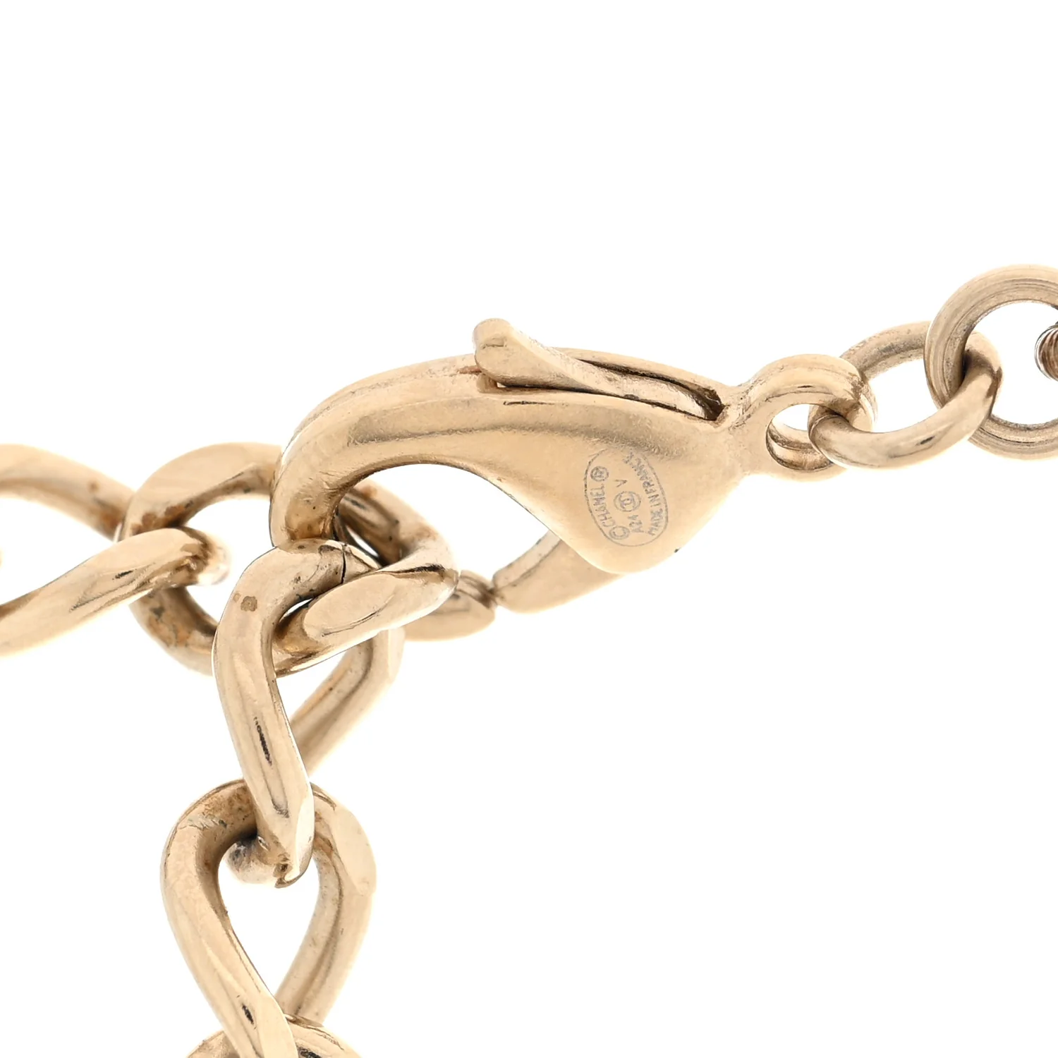 Pearl Crystal Baguette CC Short Necklace Gold - Image 4