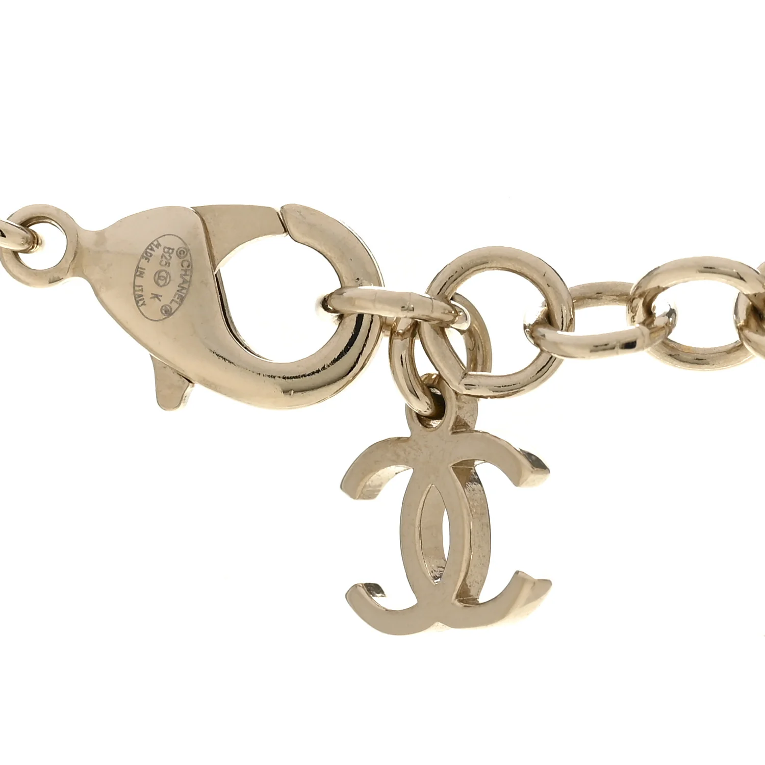 Pearl Crystal CC Bow Necklace Gold - Image 5