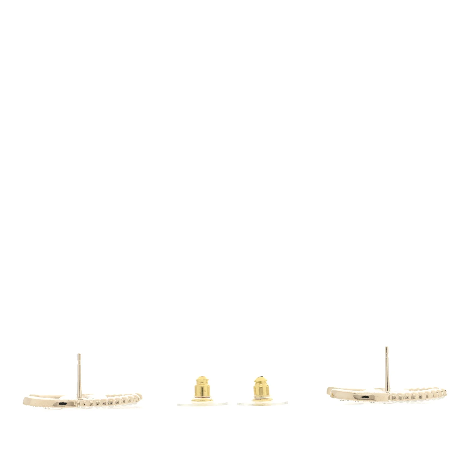 Pearl Crystal CC Earrings Gold - Image 2