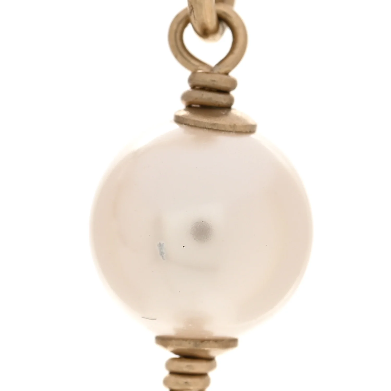 Pearl Crystal CC Long Necklace Gold Multicolor - Image 6