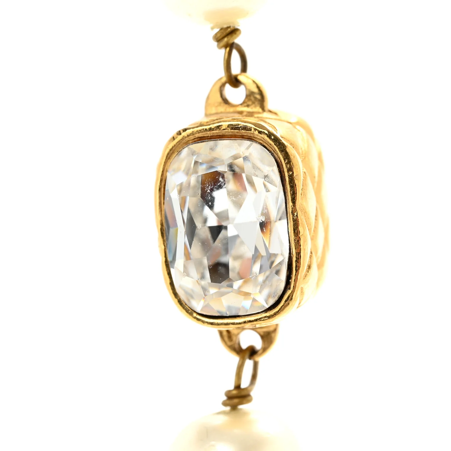 Pearl Crystal Long Necklace Gold - Image 4