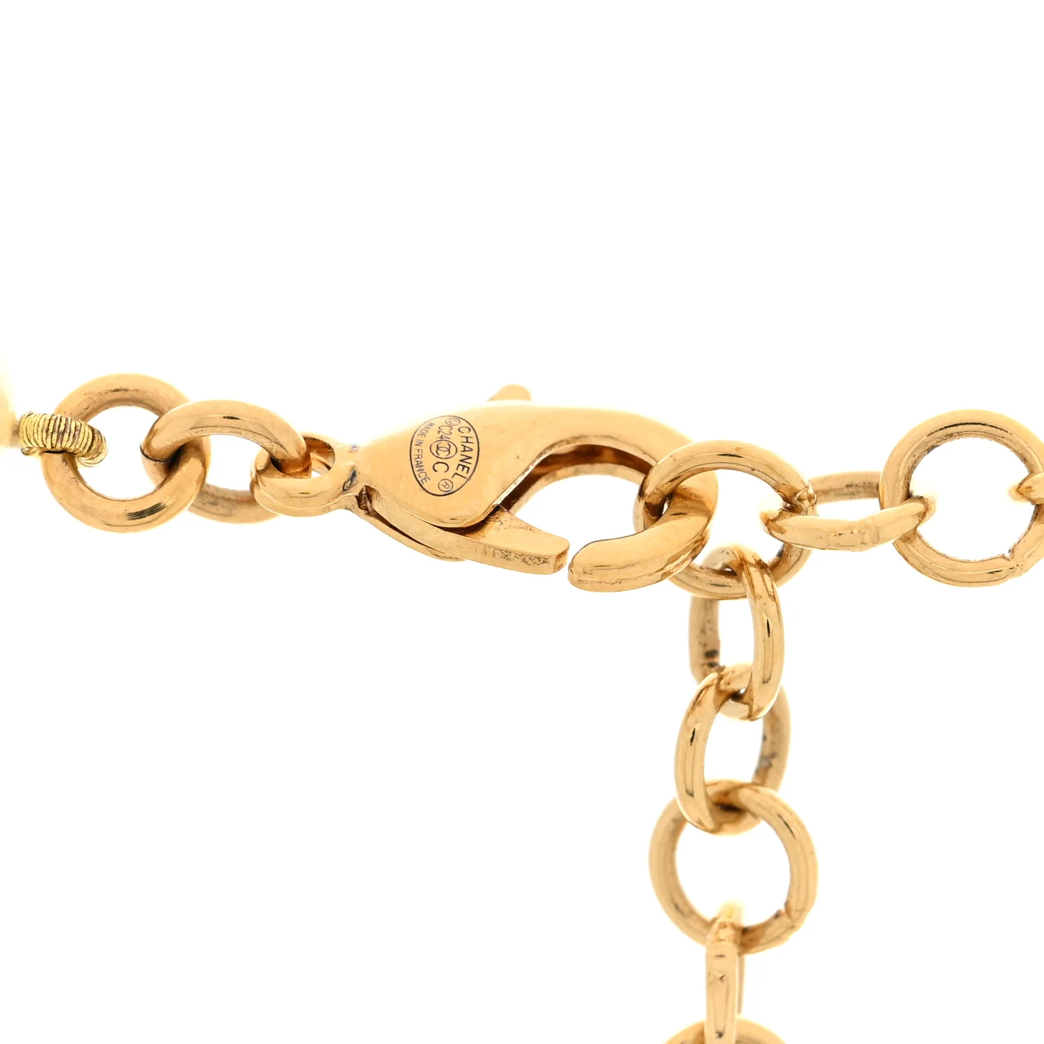 Pearl Metal Resin Logo Choker Gold Black Pearly White - Image 4