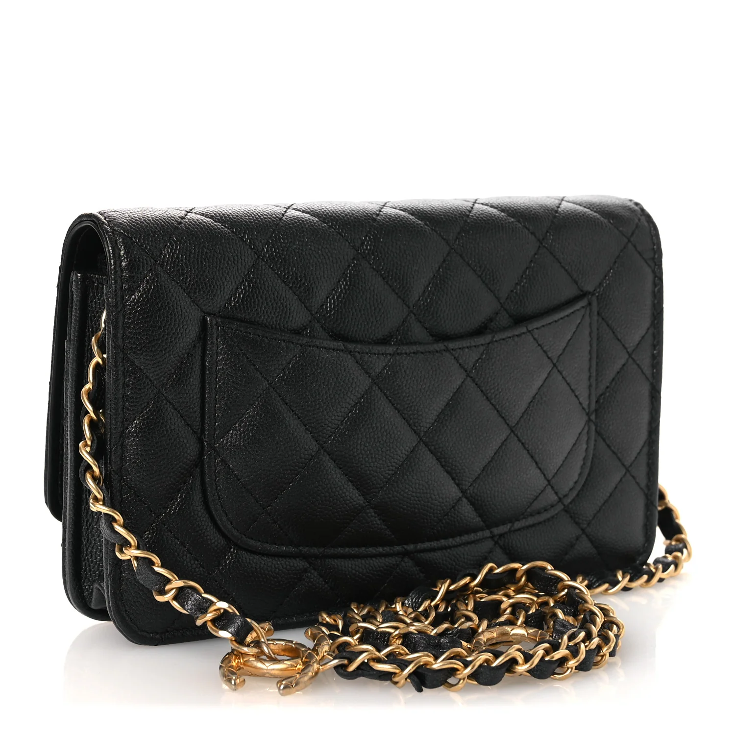 Pearly Caviar Quilted Fit For You Wallet On Chain WOC Black - Image 3