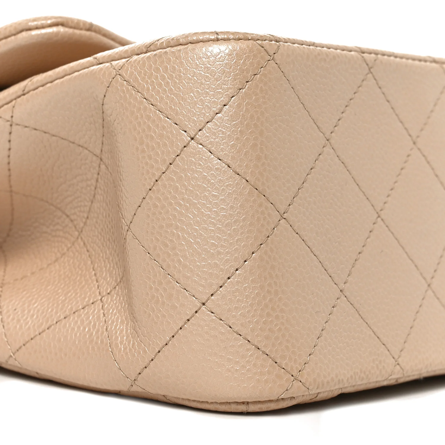 Pearly Caviar Quilted Jumbo Double Flap Beige - Image 9